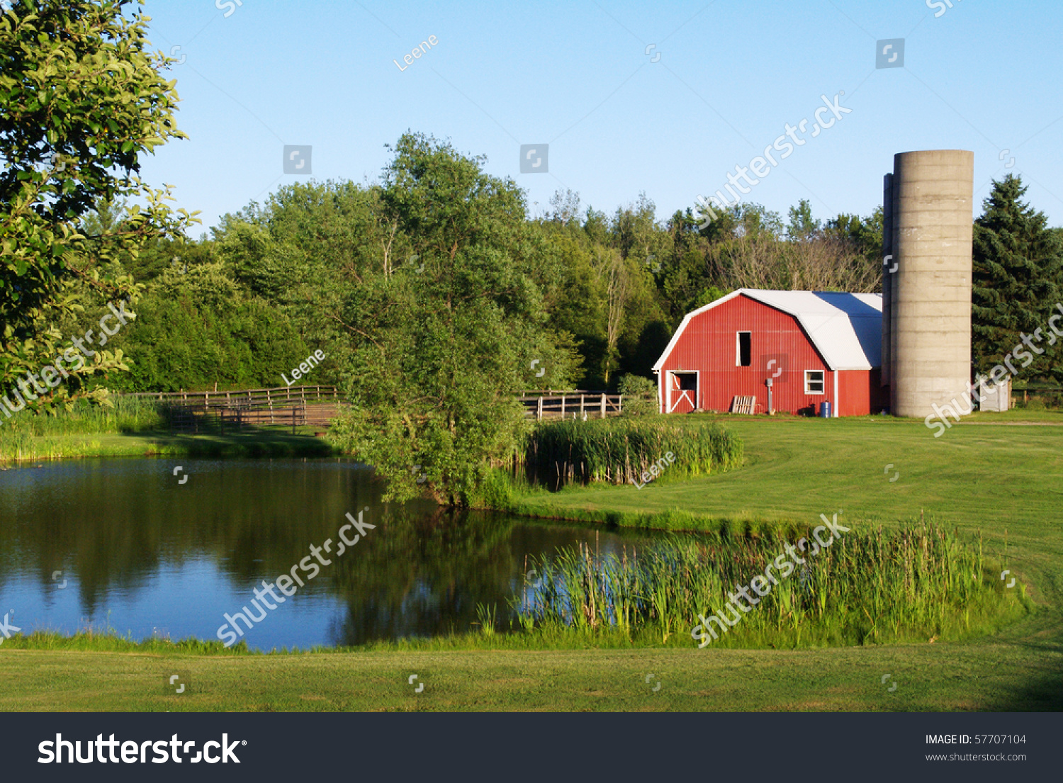 Barn By Pond Stock Photo 57707104 : Shutterstock