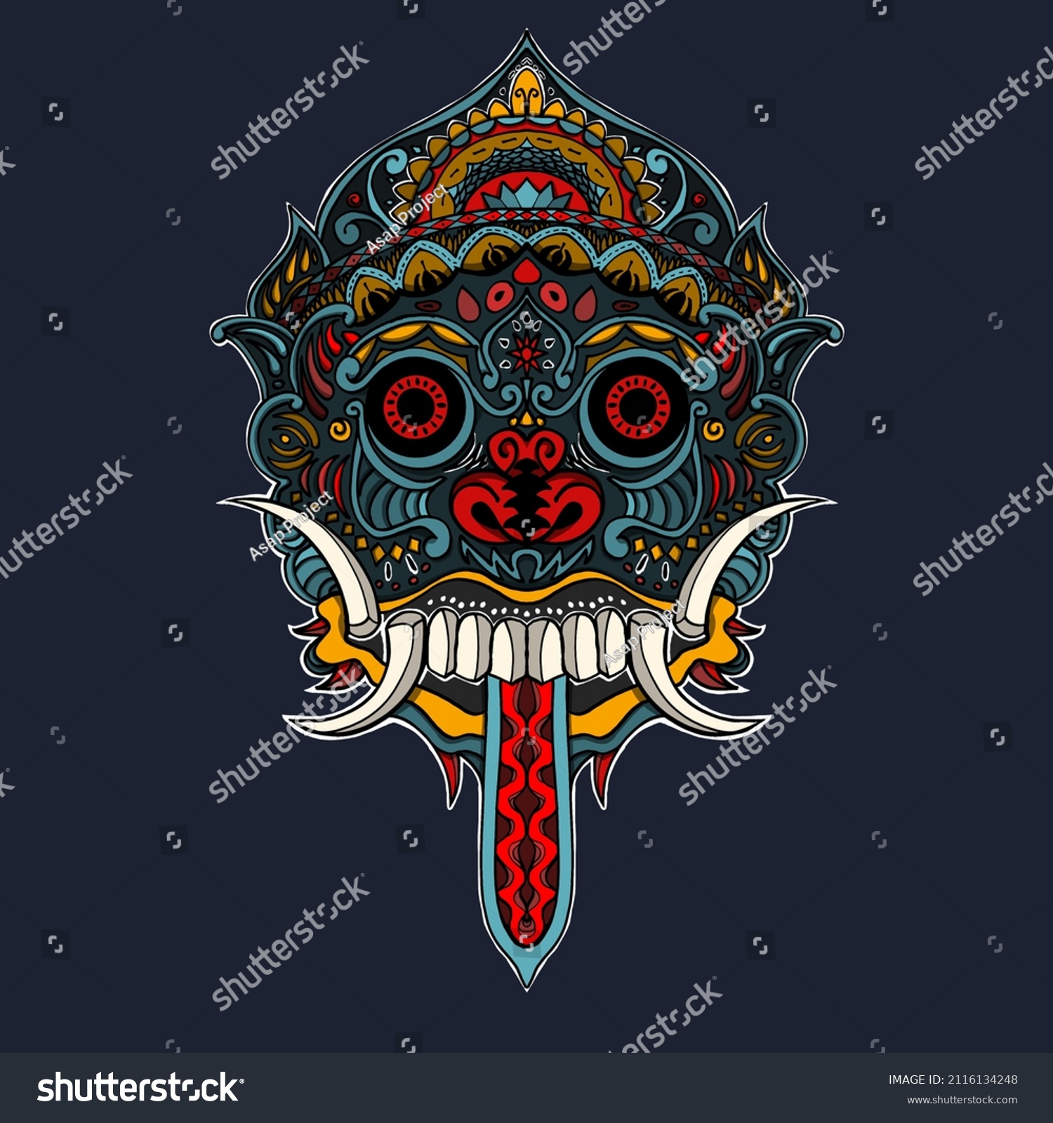 Barong Balinese Traditional Art Illustration Stock Illustration 2116134248