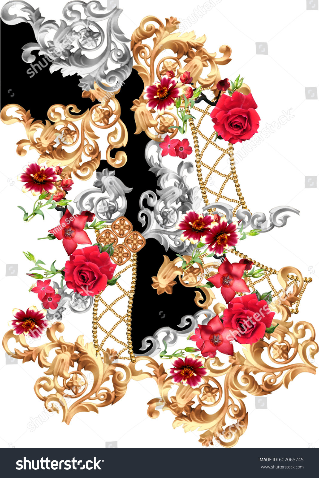 baroque flower stock illustration