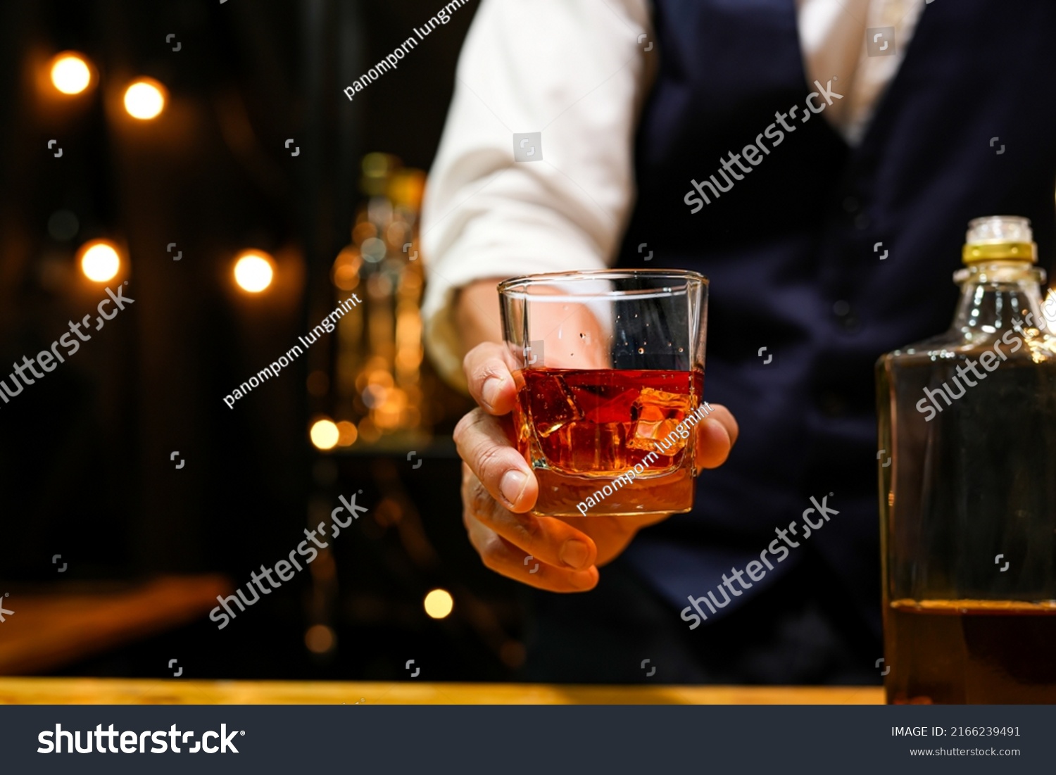 Bartender Pouring Whiskey On Bar Stock Photo 2166239491 | Shutterstock