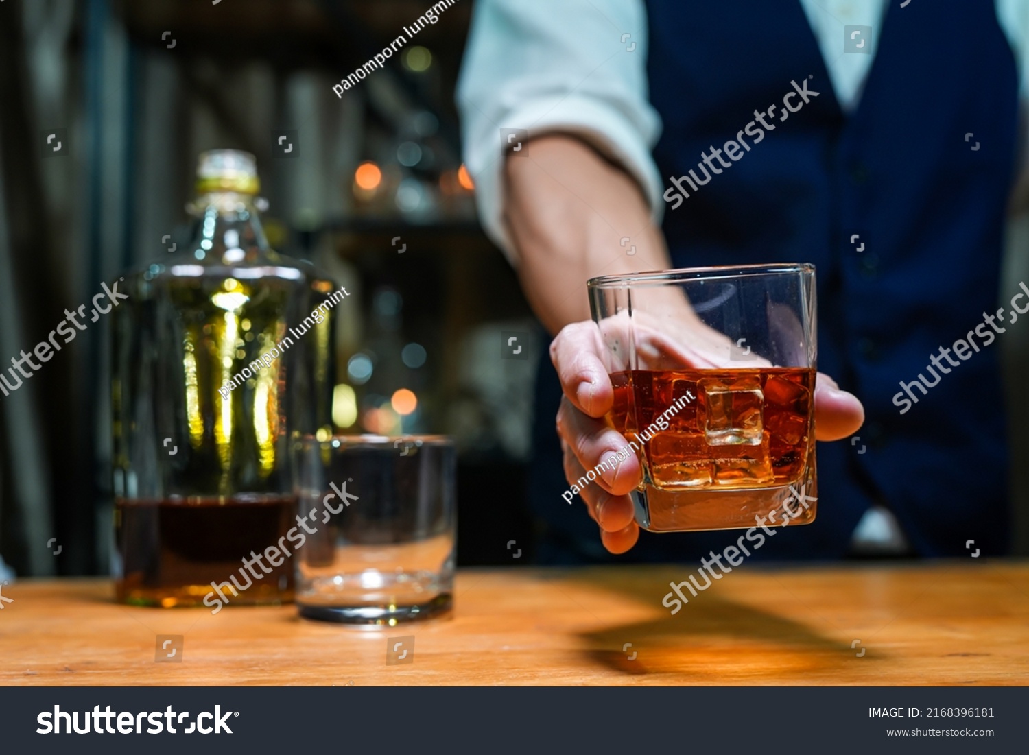 Bartender Pouring Whiskey On Bar Stock Photo 2168396181 | Shutterstock