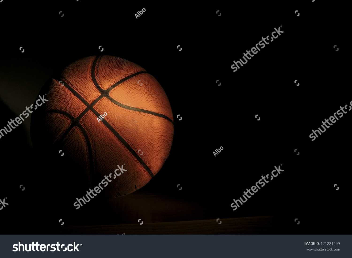 Basketball Ball On Black Background Room Stock Photo 121221499 ...