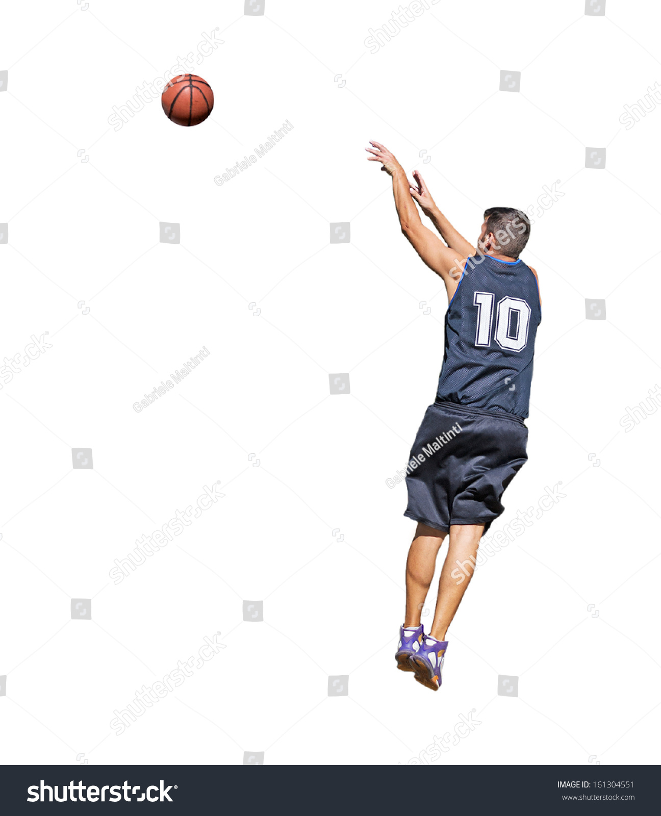 Basketball Player Shooting Ball On White Stock Photo Edit Now