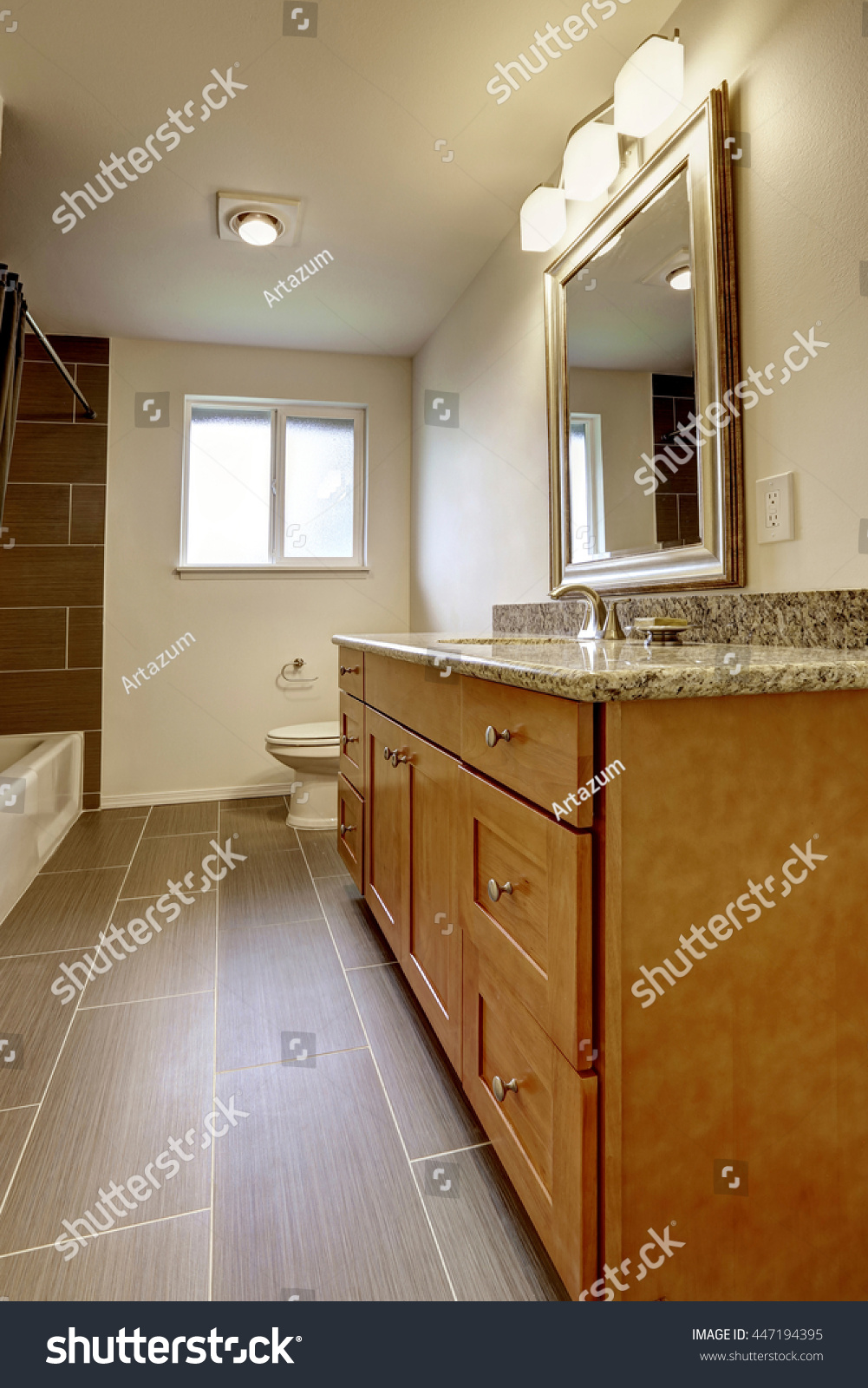 Bathroom Brown Color Beige Tile Trim Stock Photo Edit Now 447194395