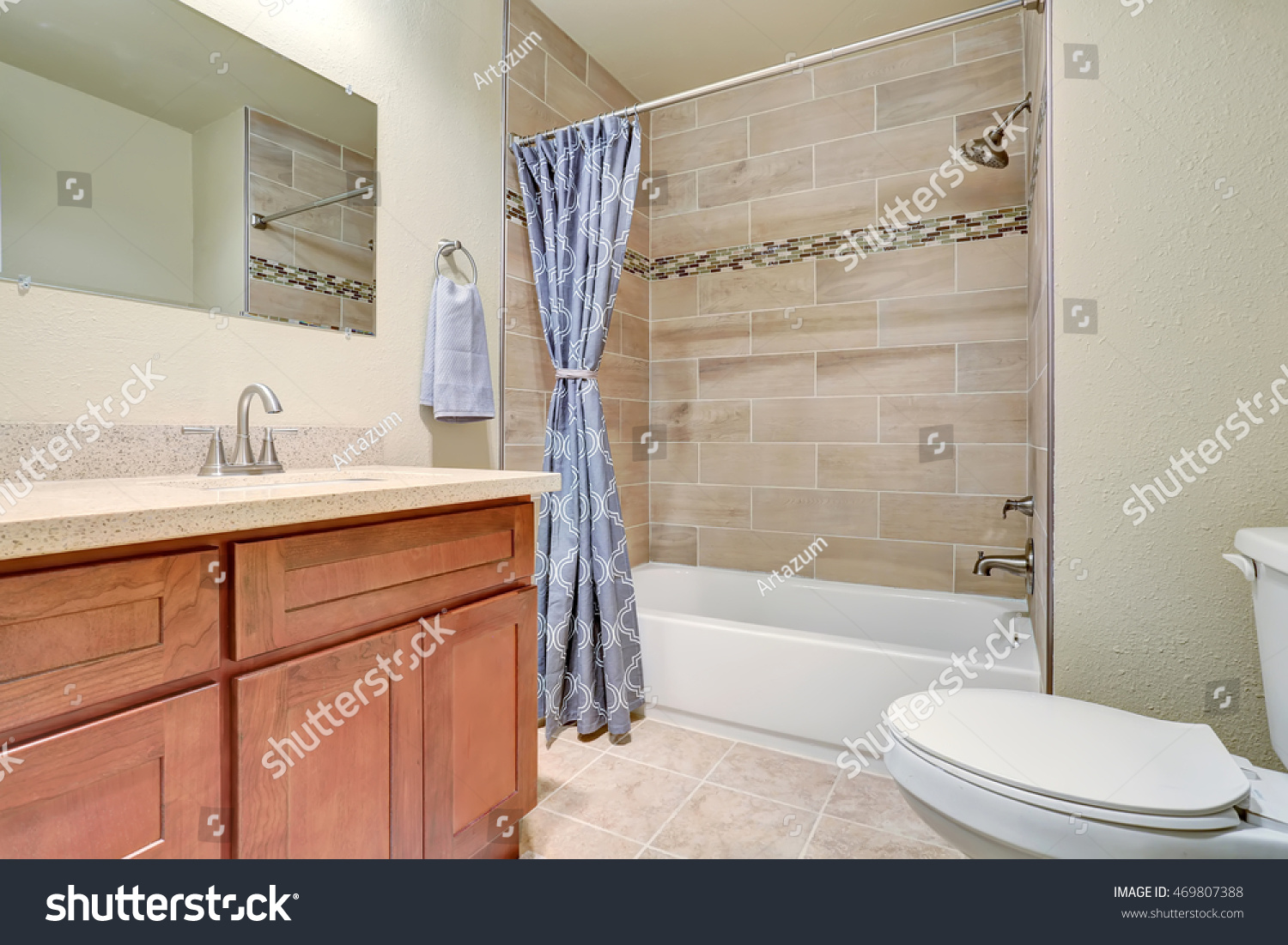 Bathroom Interior Vanity Cabinet Blue Shower Stock Photo Edit Now