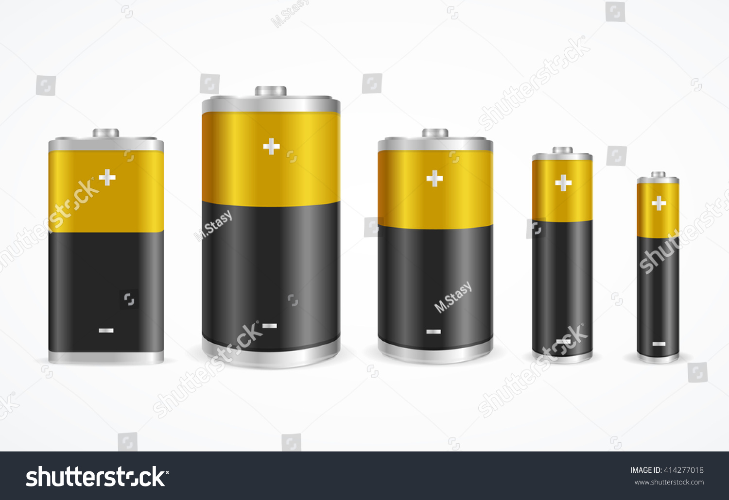 Battery Set Different Sizes On White Stock Illustration 414277018 ...