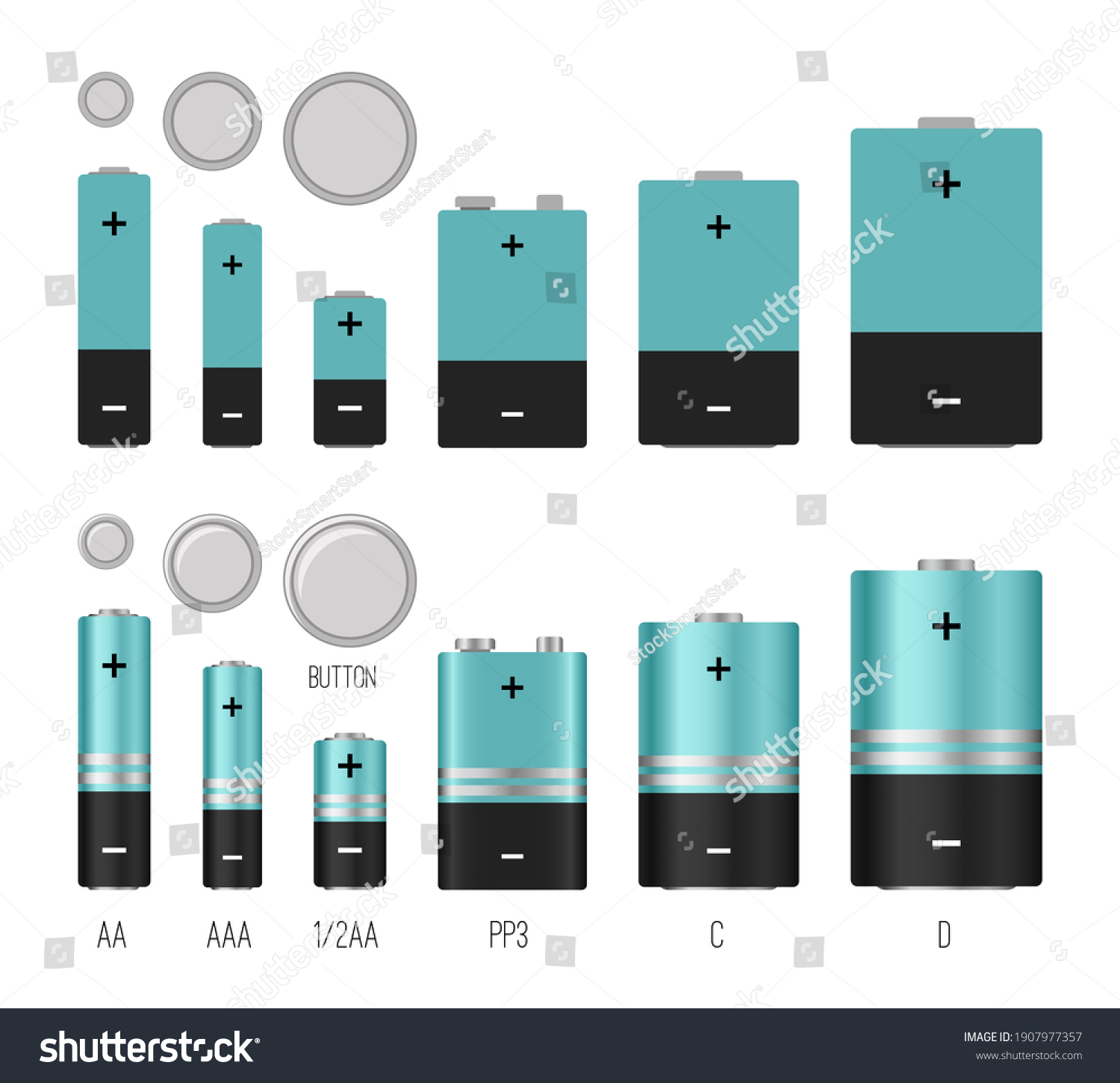 Battery Size Illustration Batteries Sizes Image Stock Illustration ...