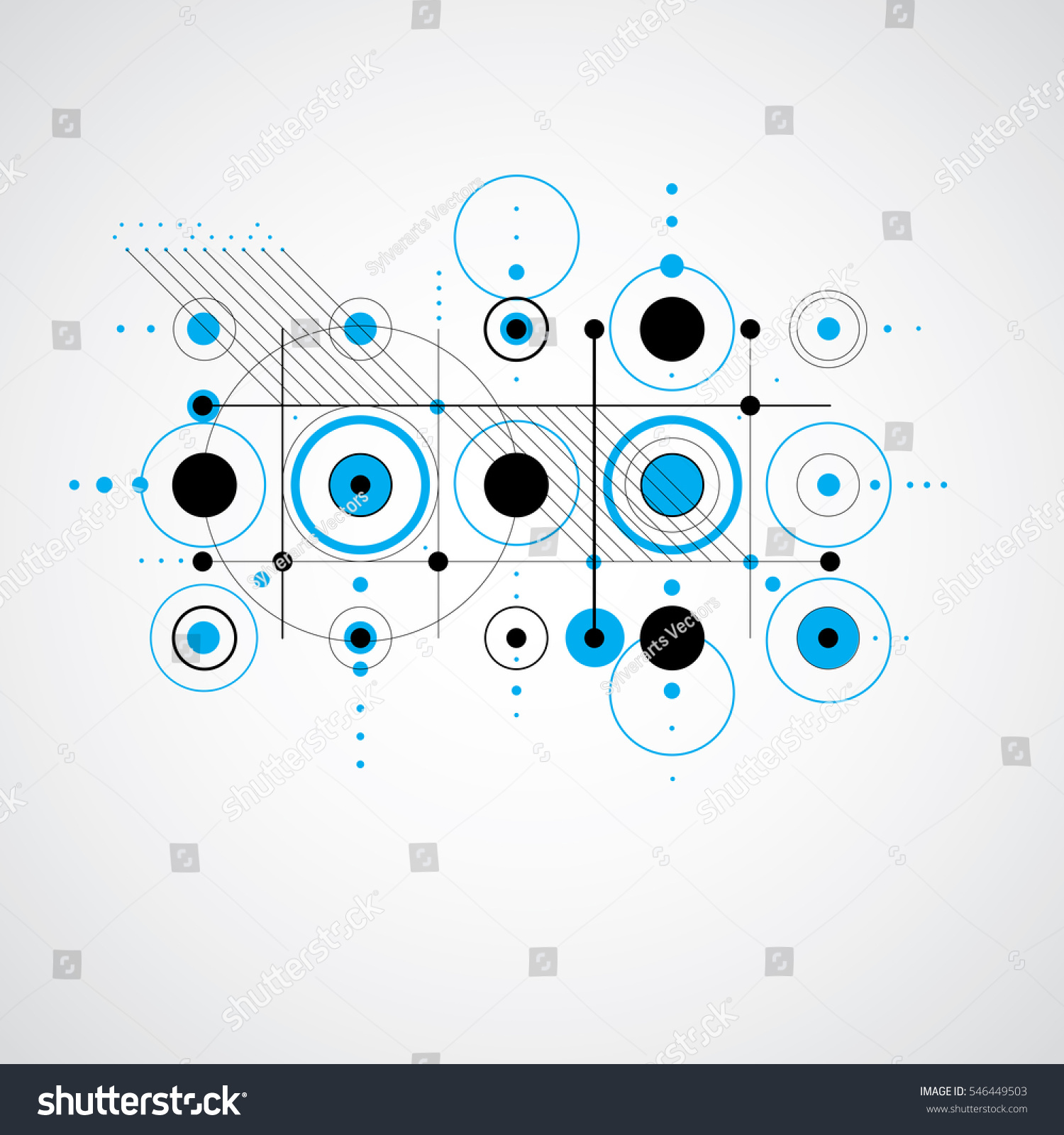 bauhaus blue abstract background made grid stock illustration