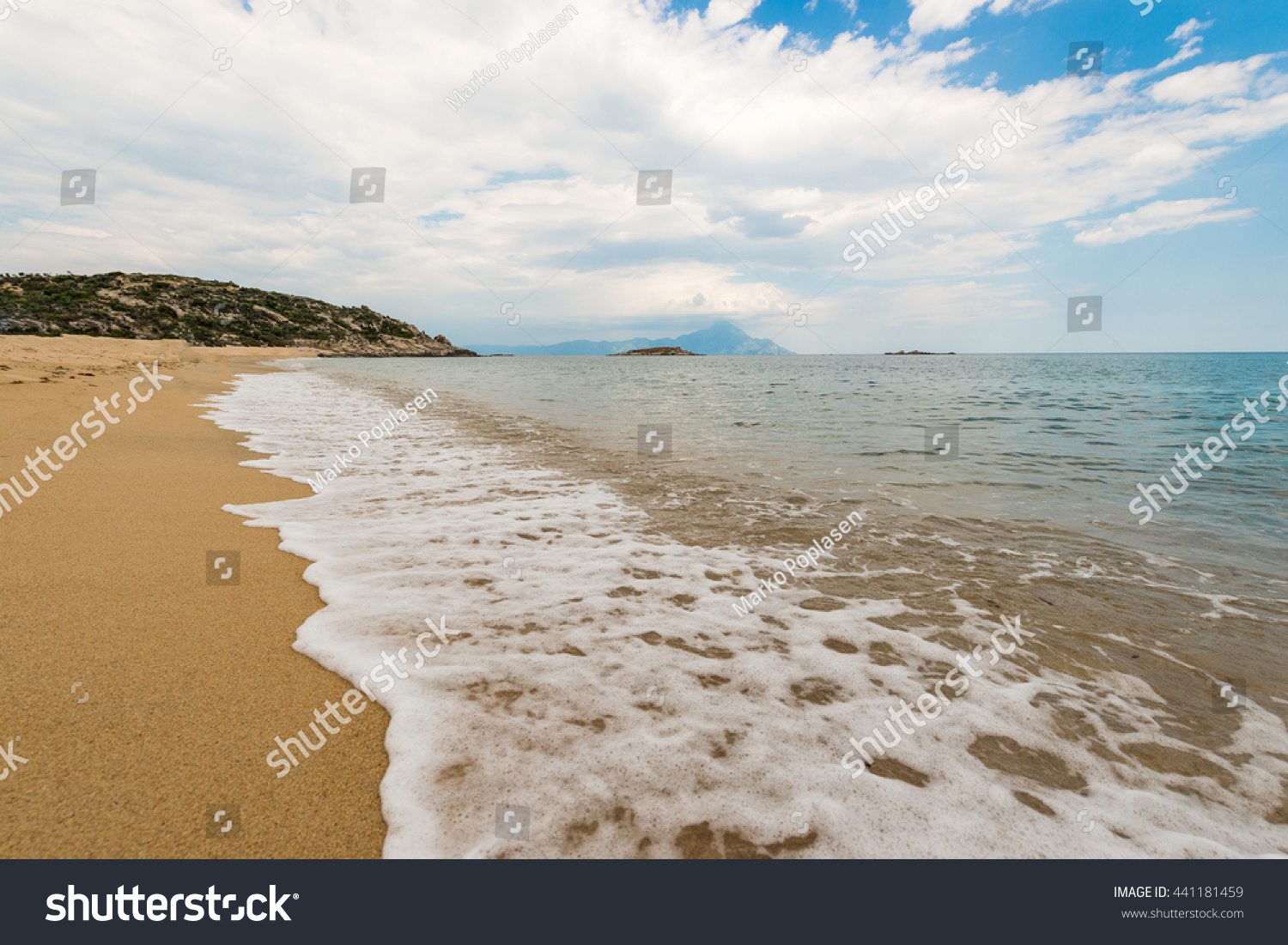 Beach Background Yellow Sand Beach Blue Stock Photo 441181459 - Shutterstock