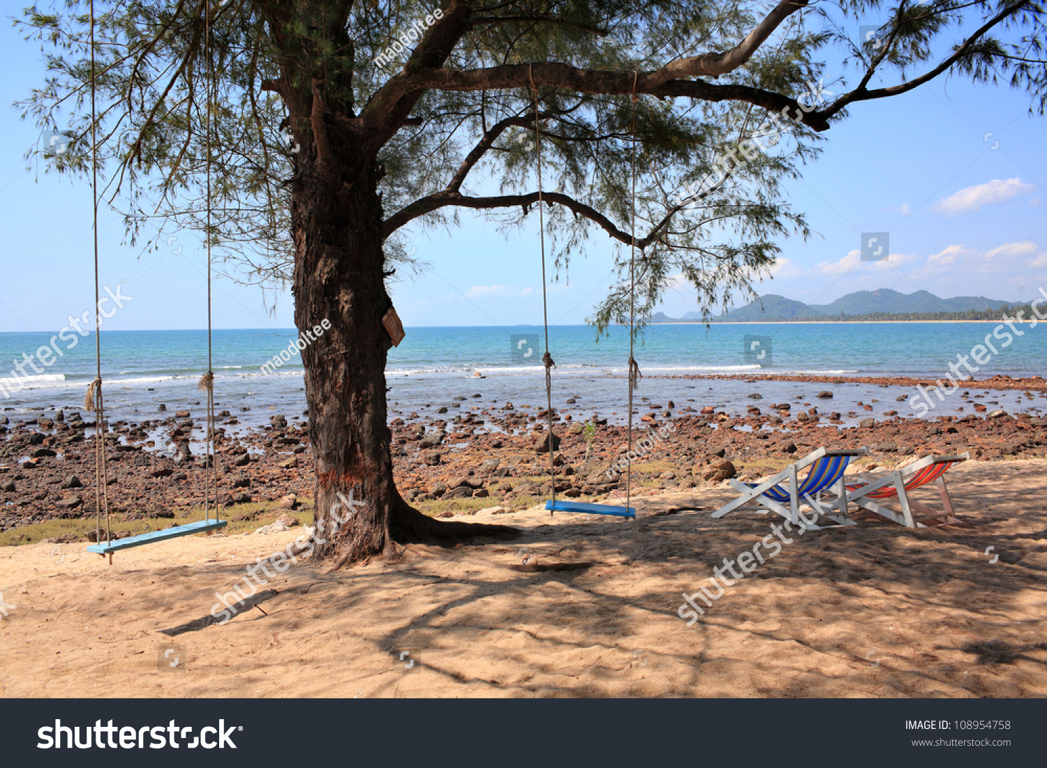 Beach Chair Swing On Rock Beach Stock Photo Edit Now 108954758