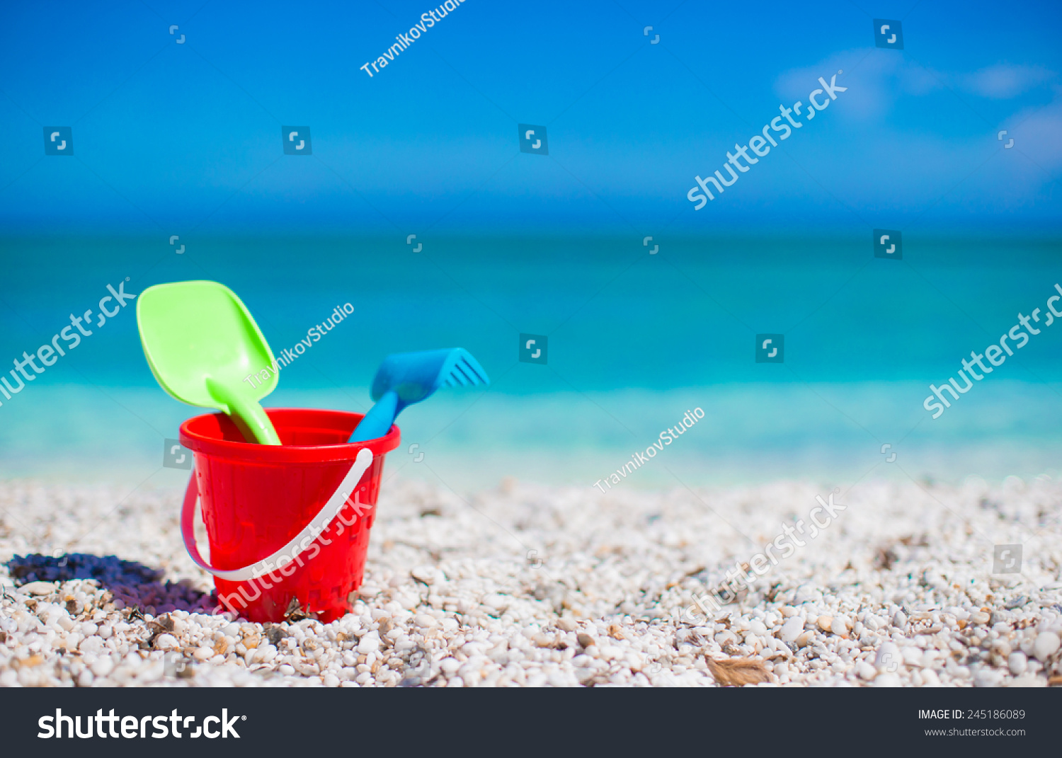 blue and white sand toy