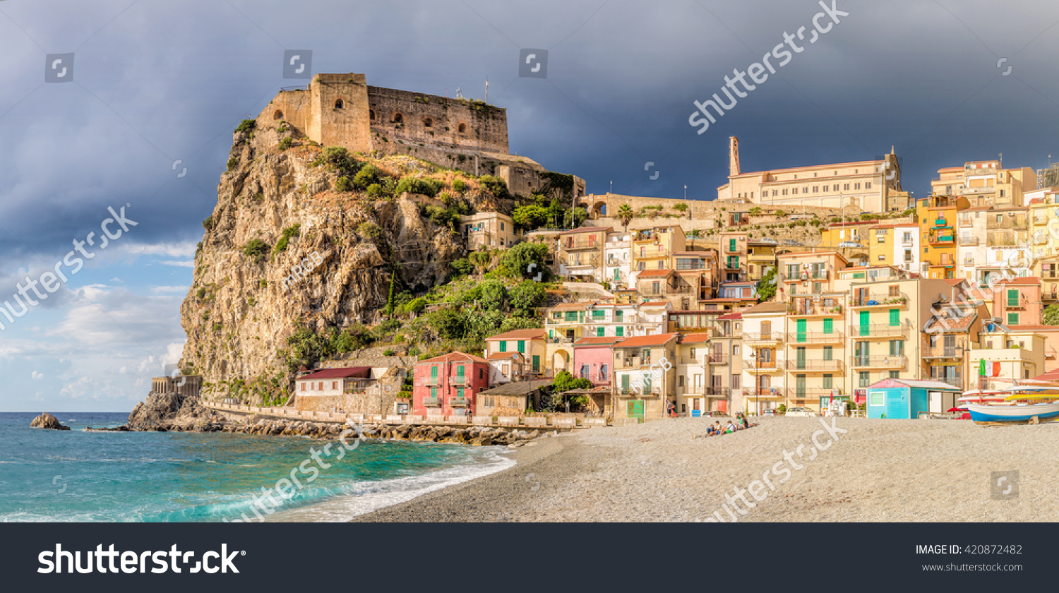 Beach Scilla Castello Ruffo Calabria Italy Stock Photo 420872482 ...