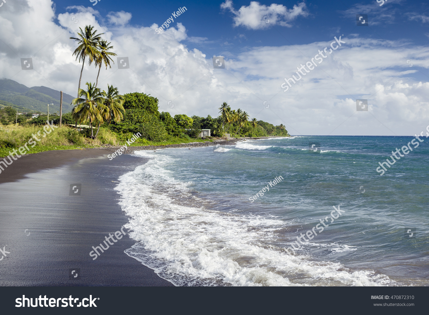 Beach On St Kitts Island Black Stock Photo 470872310 - Shutterstock