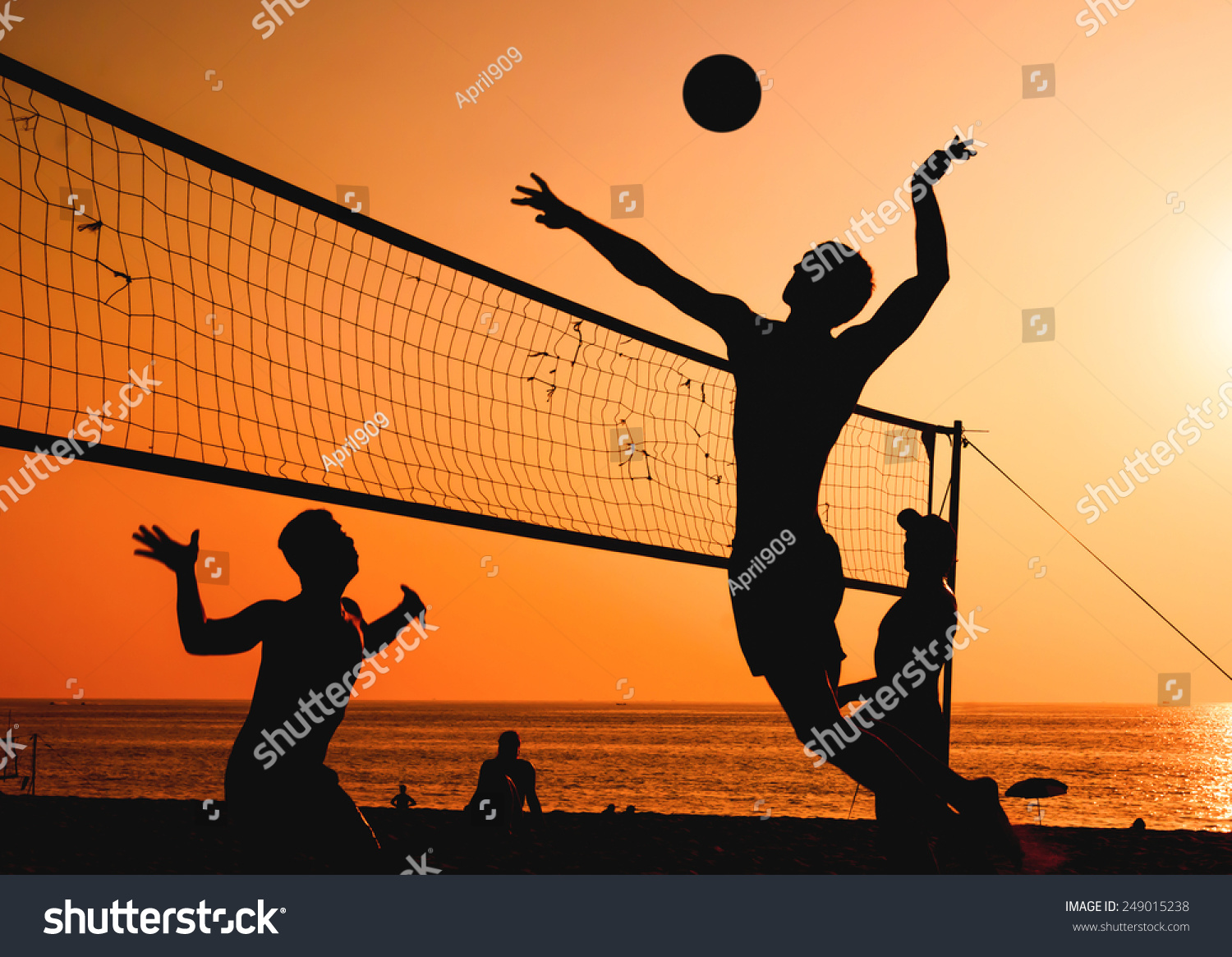 Beach Volleyball Silhouette Stock Photo 249015238 | Shutterstock