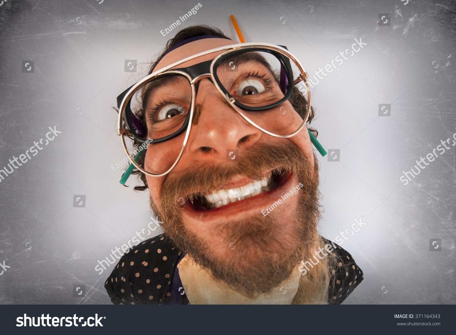 Bearded Crazy Person Lunatic Wearing Several Stock Photo Edit Now 371164343