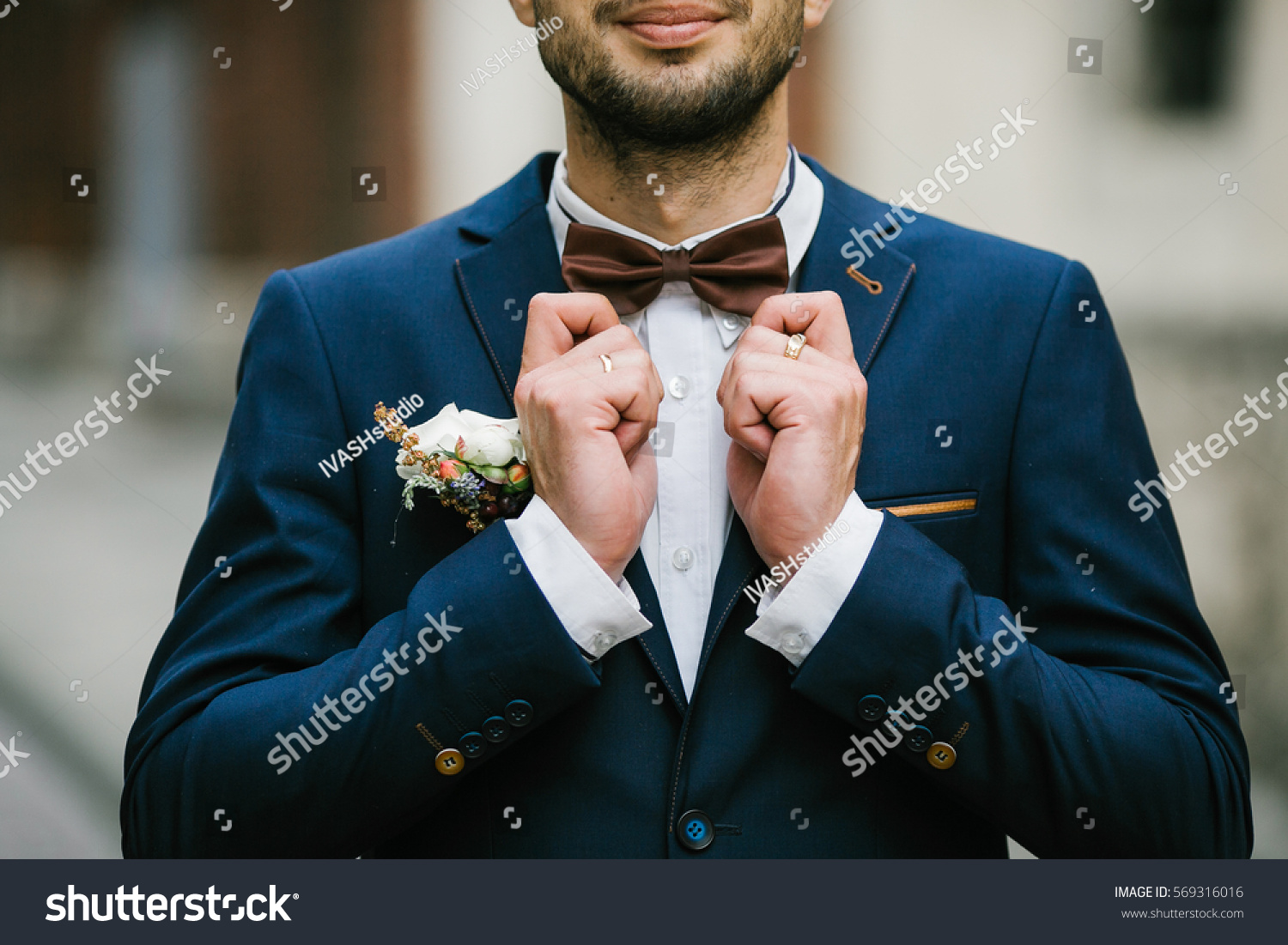 brown and blue tuxedo