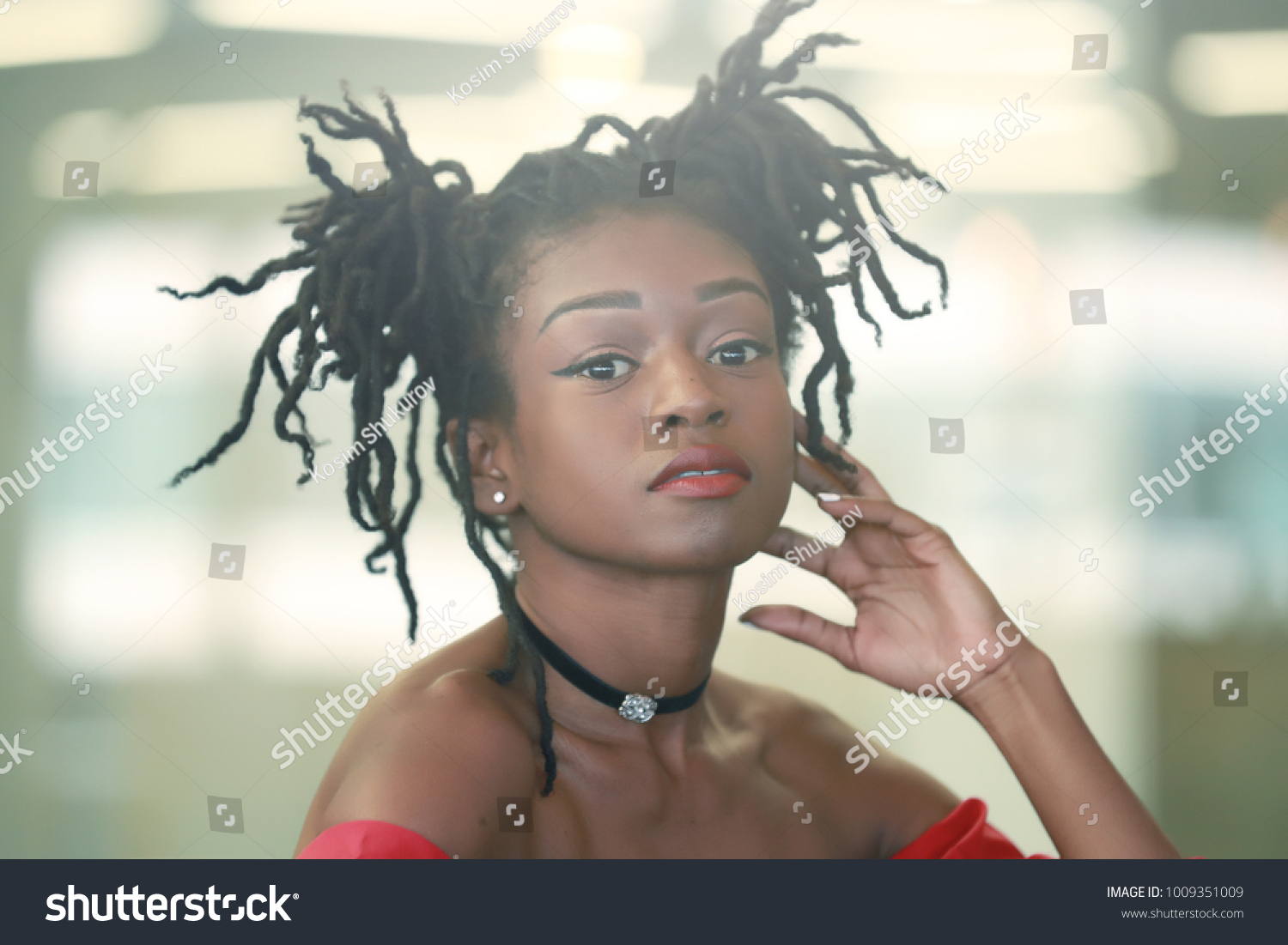 Beautiful African Girl Two Dreadlocks Buns Stock Photo Edit