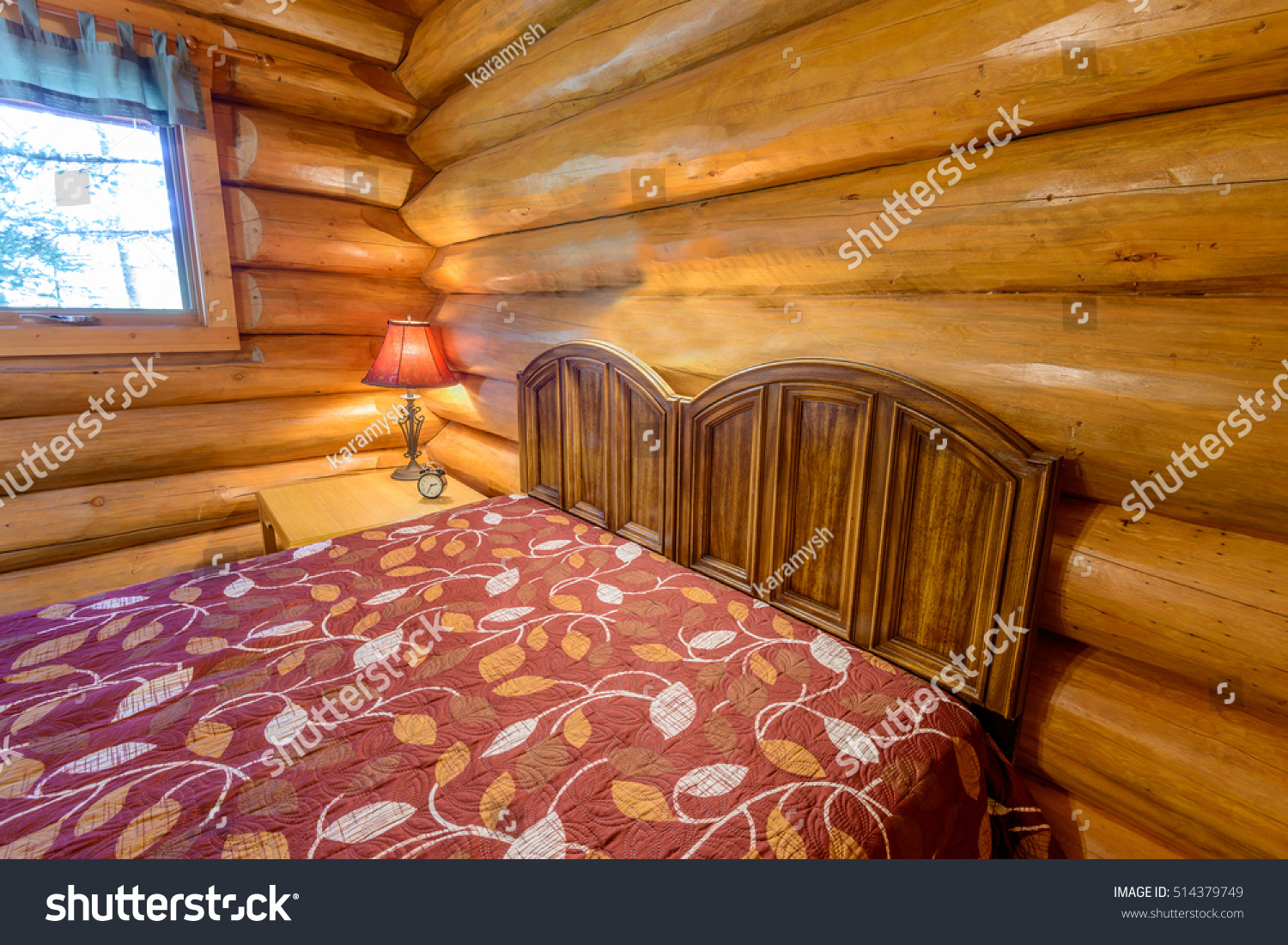 Beautiful Modern Home Log Cabin Bedroom Stock Photo Edit Now