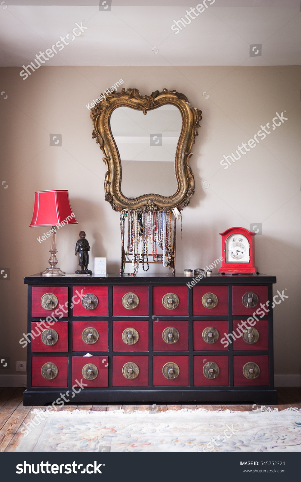 Beautiful Antique Dresser Mirror Luxurious French Stock Photo