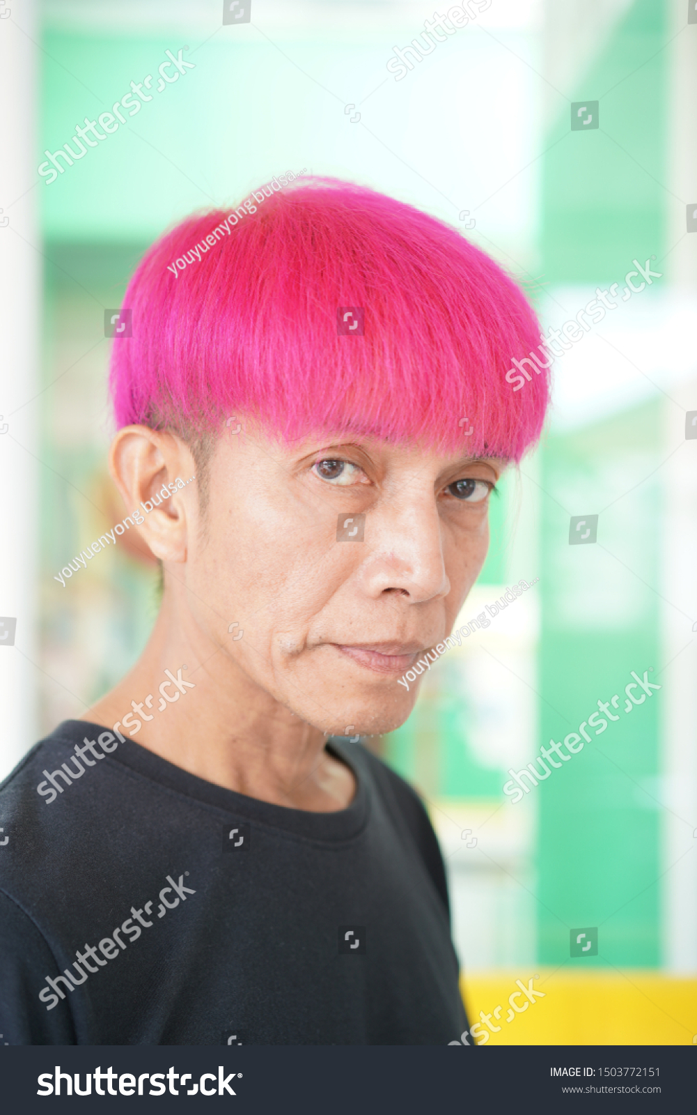 Beautiful Asian Man Pink Hair Looking Stock Photo Edit Now