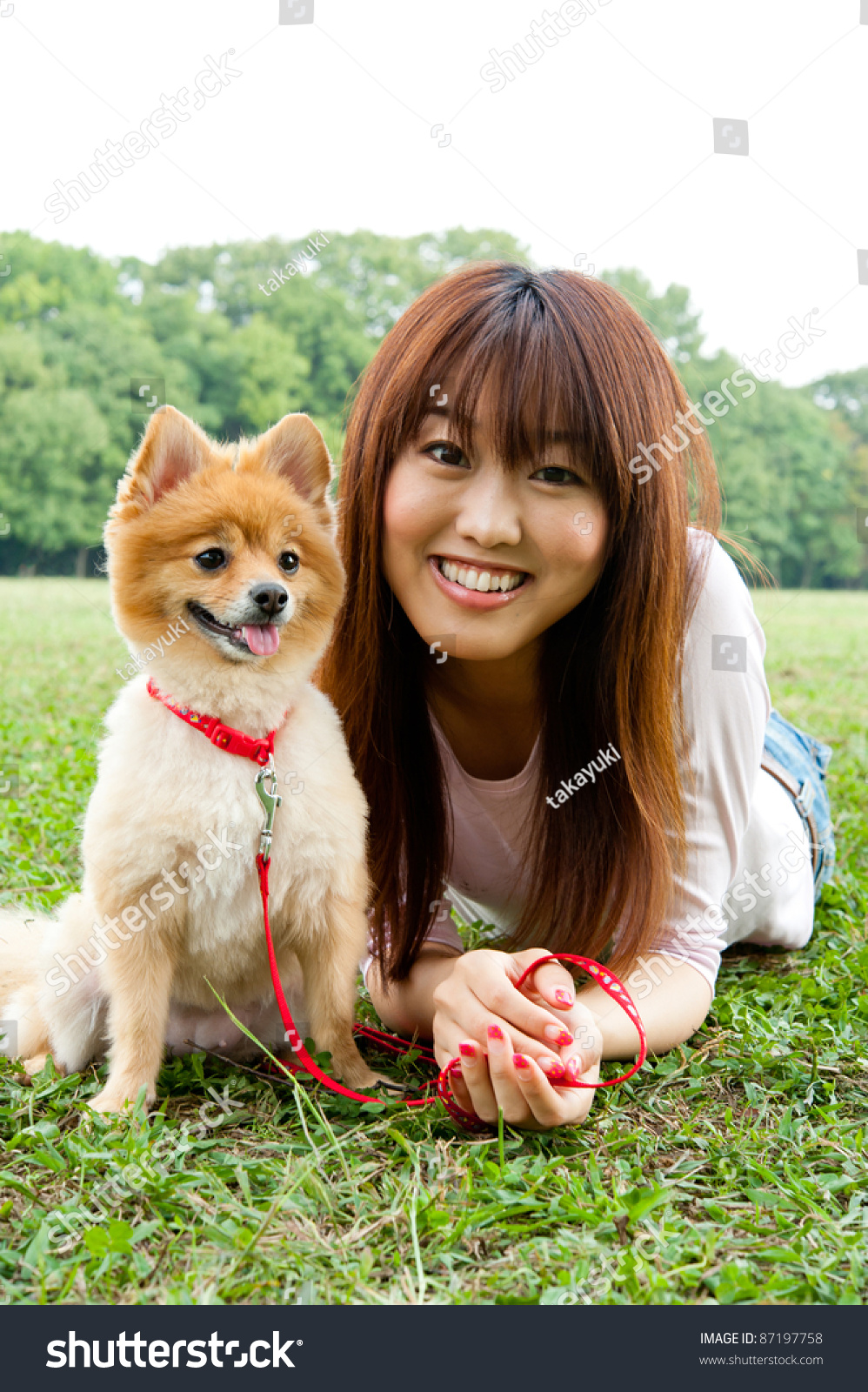 Beautiful Asian Woman Dog Park Stock Photo 87197758 | Shutterstock