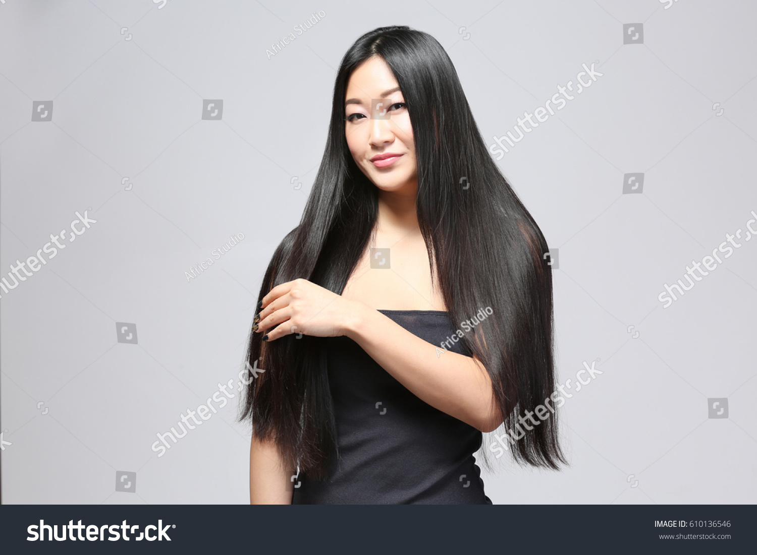 Beautiful Asian Woman Long Straight Hair Stock Photo Edit Now