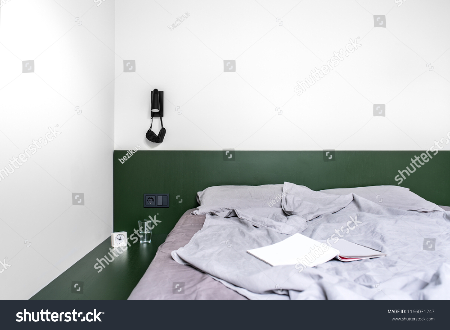 Beautiful Bedroom Modern Style White Walls Stock Photo Edit Now 1166031247