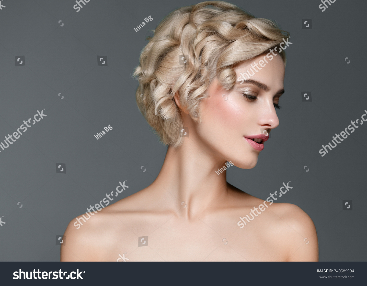 Beautiful Blonde Hair Woman Curly Short Stock Photo Edit Now