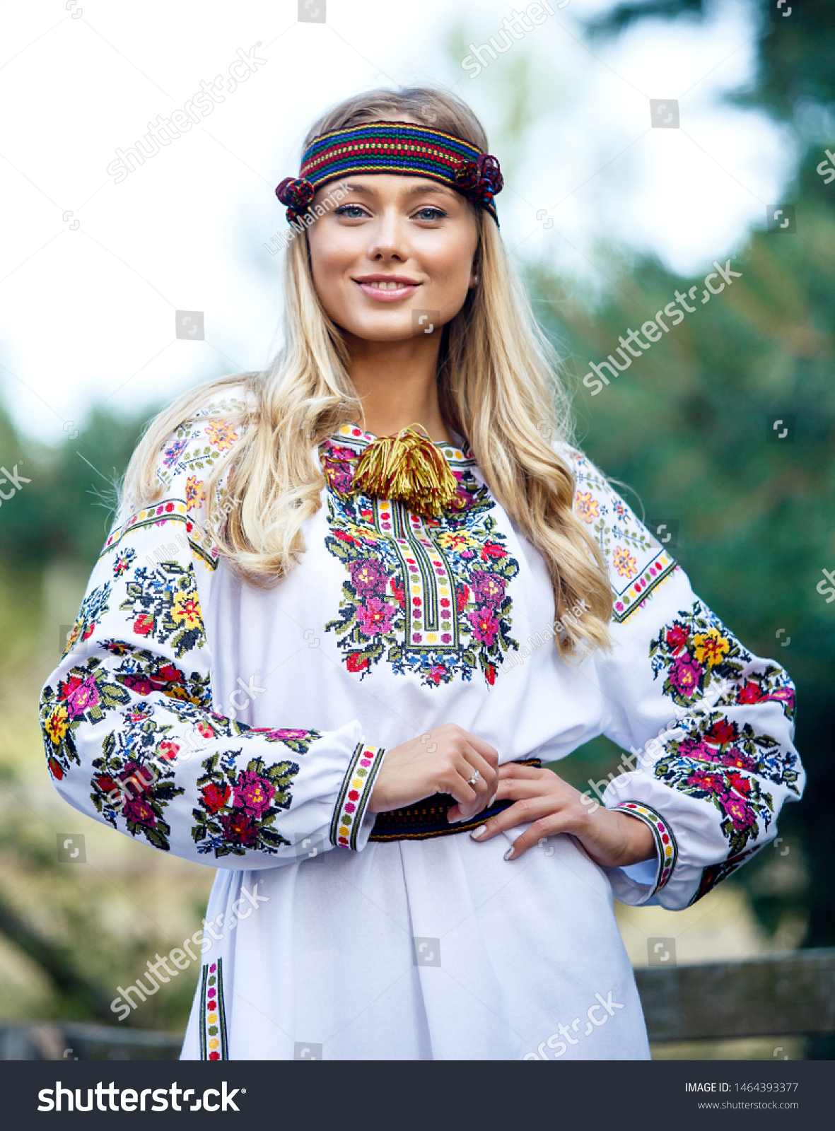 Beautiful Blonde Ukrainian Girl Blue Eyes Stock Photo