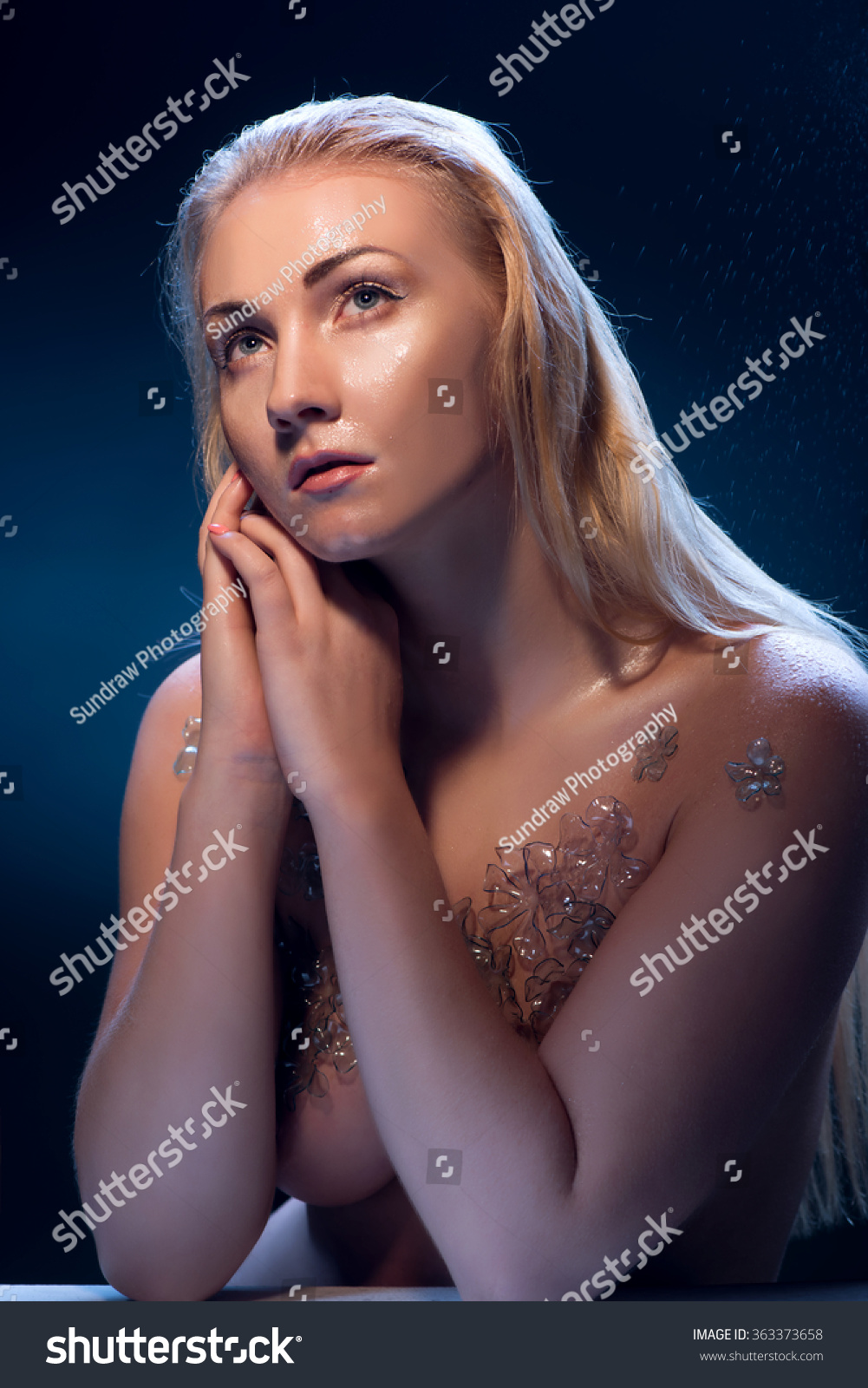 Beautiful Blonde Woman Covering Her Breasts Stock Photo Shutterstock