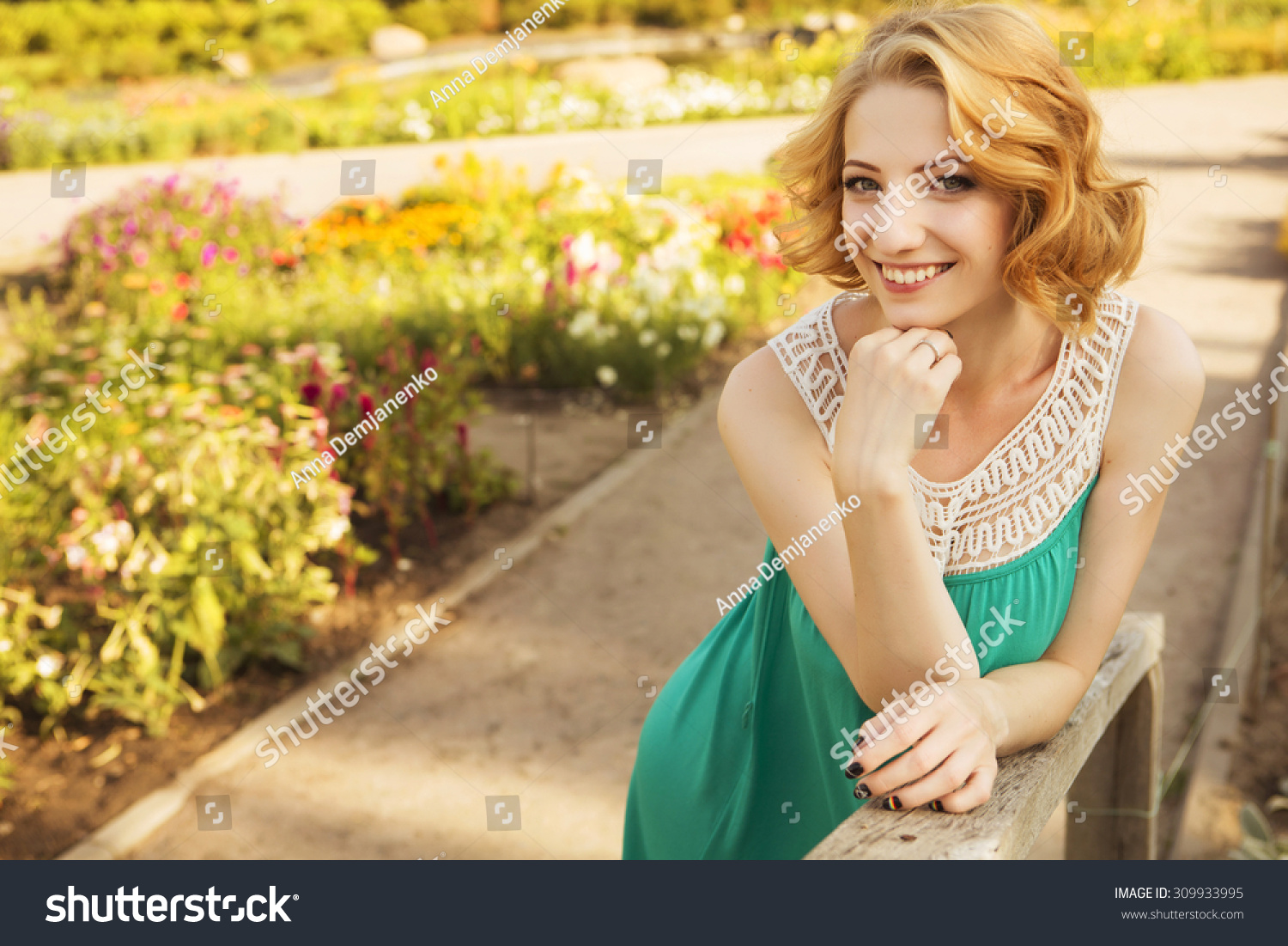 Beautiful Blonde Woman Curly Short Bob Stock Photo Edit Now