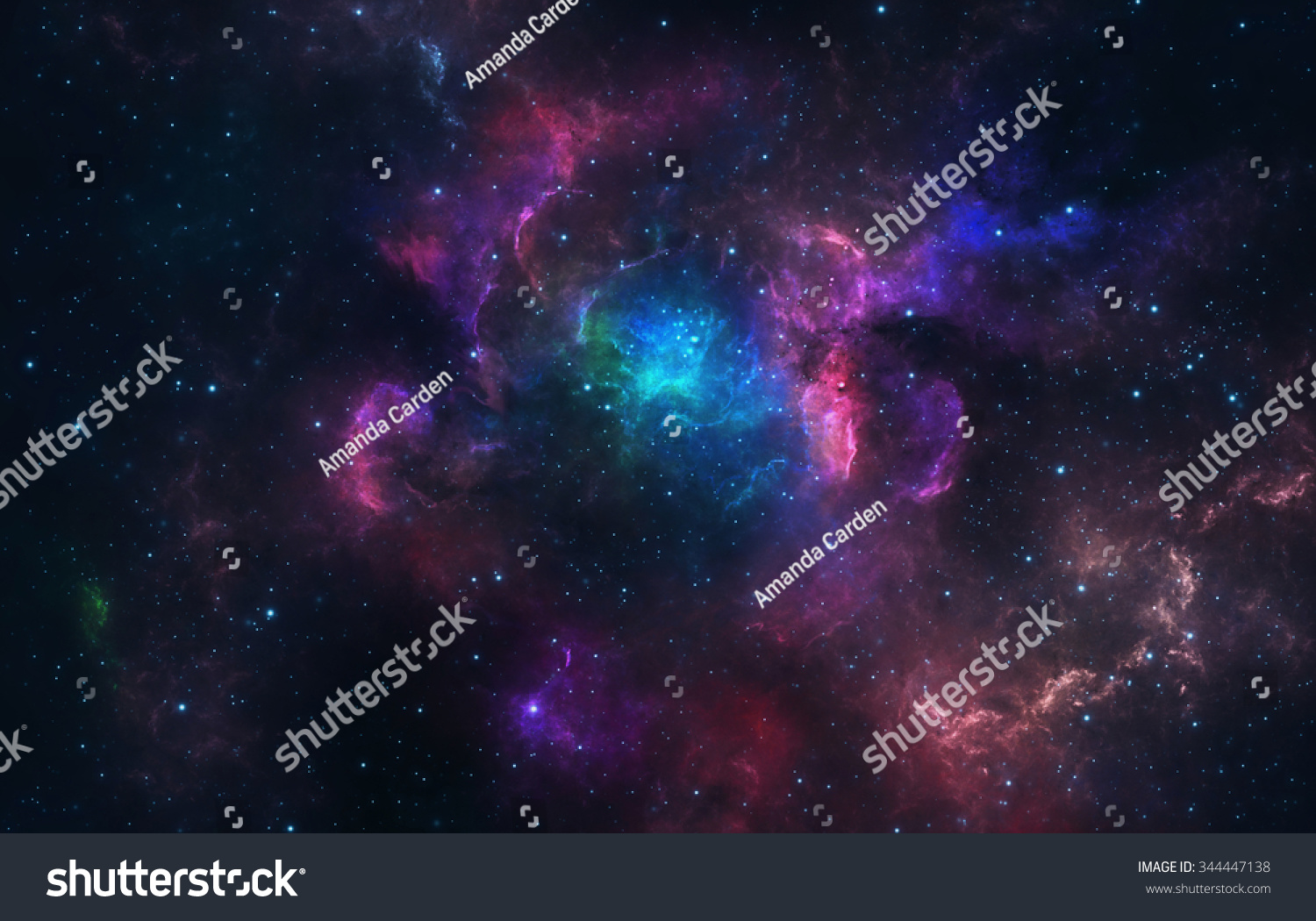 Beautiful Blue And Pink Nebula With Stars. Stock Photo 344447138 ...