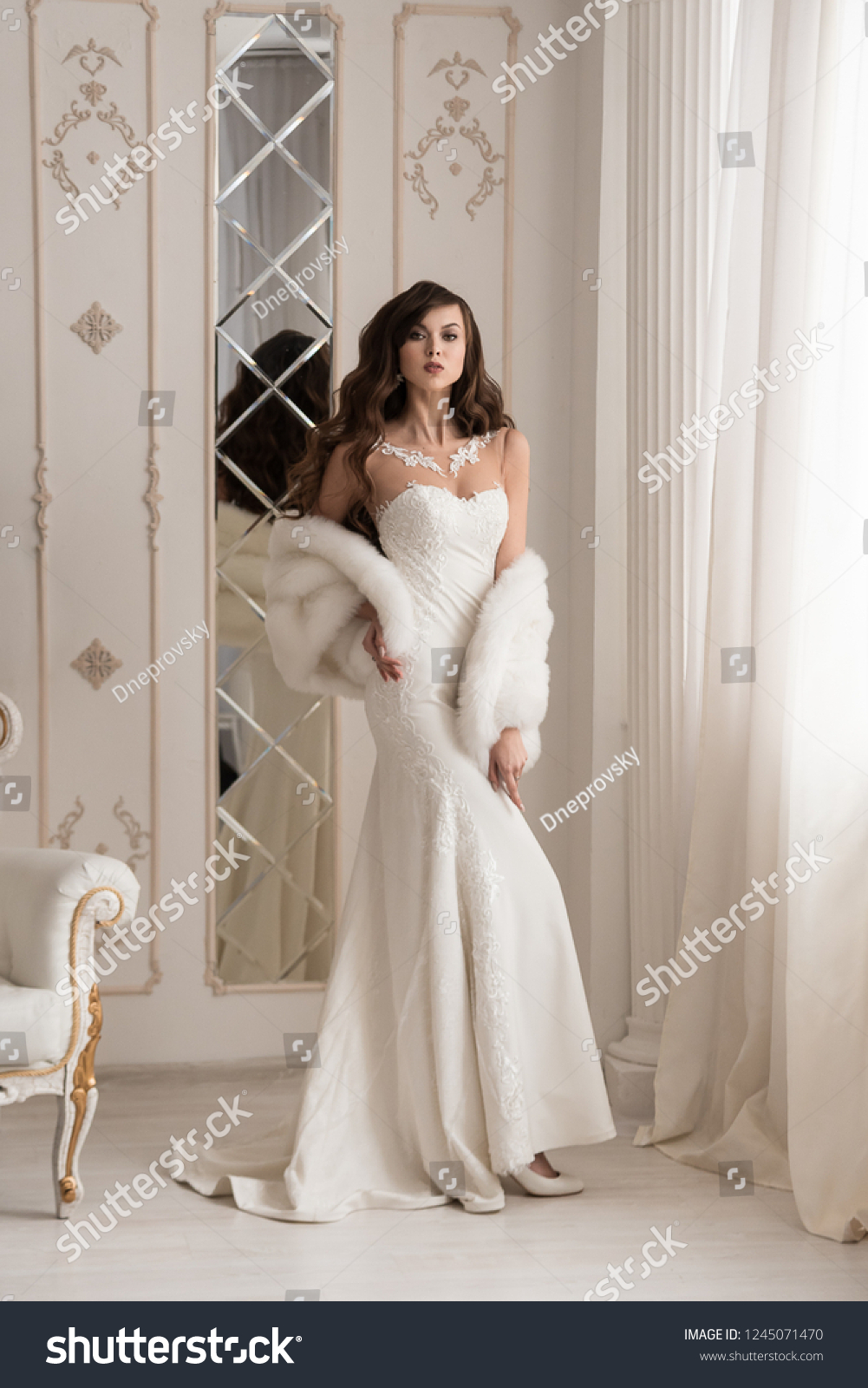 fur cape for wedding dress