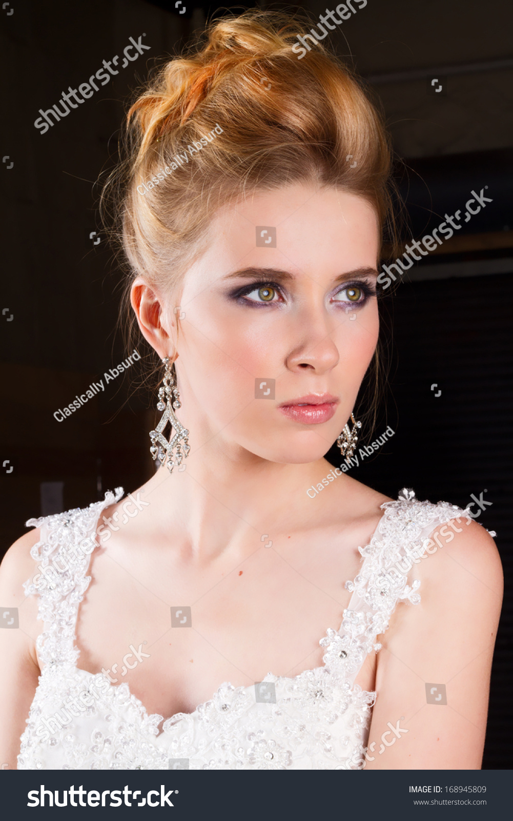 Beautiful Bride Her Wedding Gown Stock Photo Edit Now 168945809