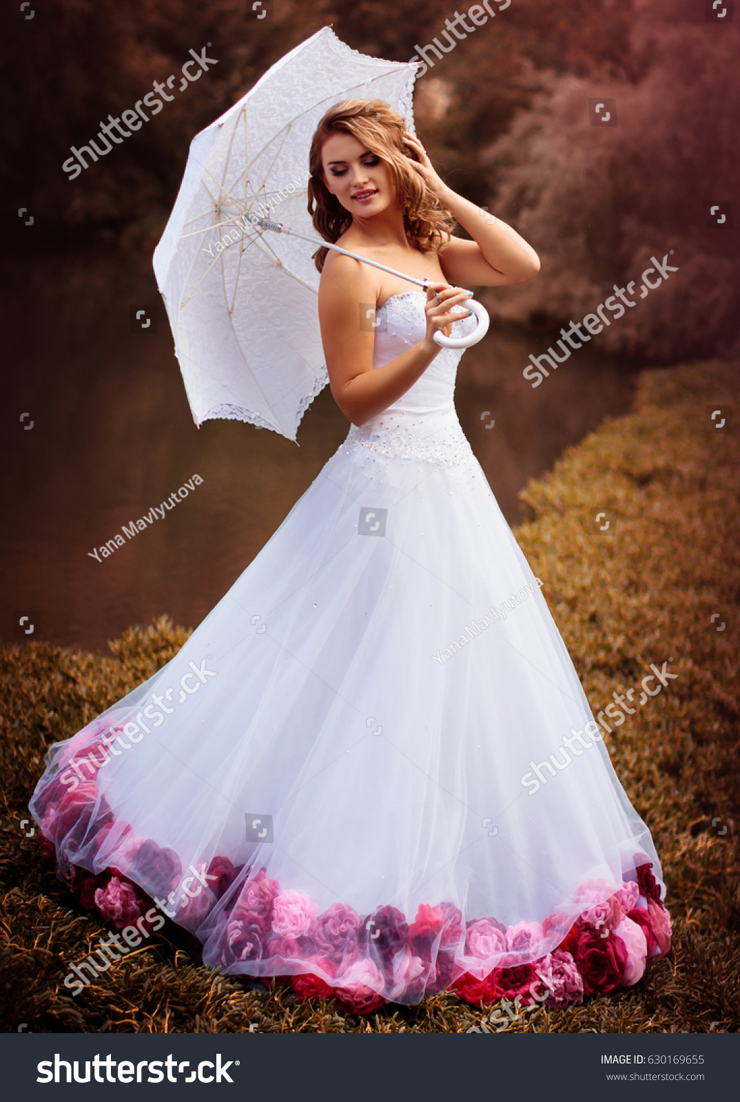 full white umbrella dress