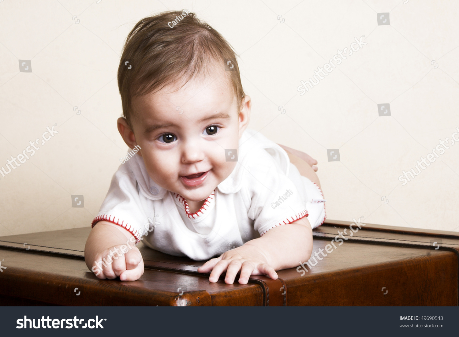 Beautiful Brunette Baby Girl Cute Facial Stock Photo 49690543 ...