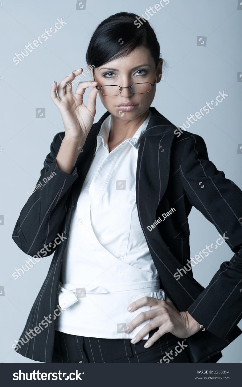 Beautiful Brunette Business Woman With Glasses Isolated On Clear ...