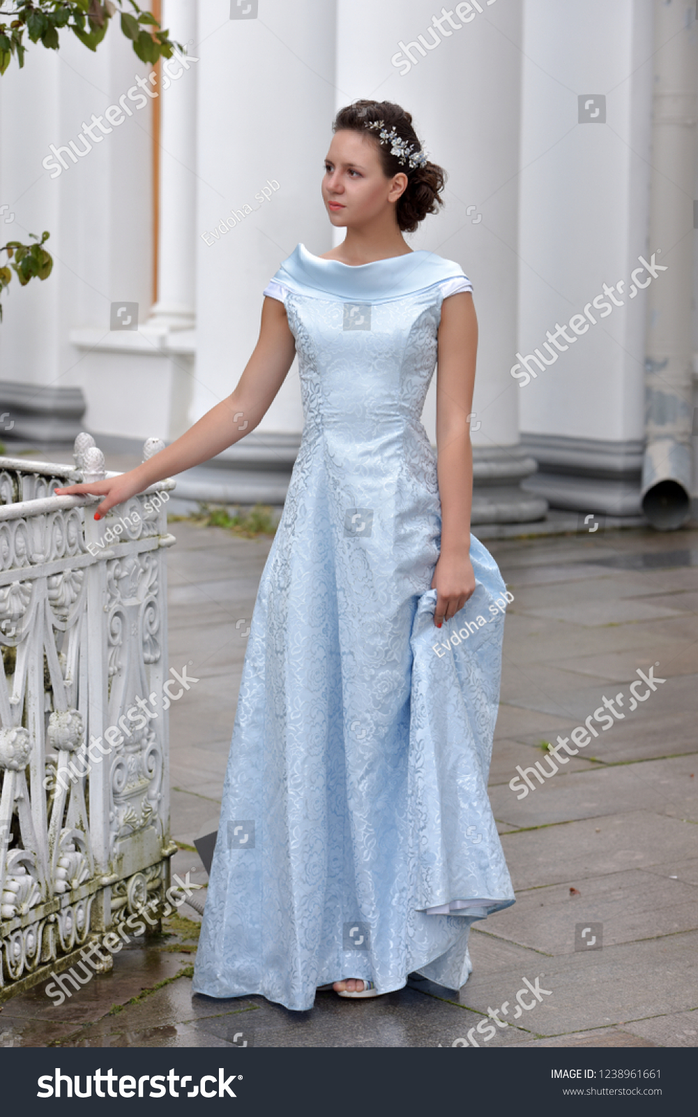 pale blue long dress
