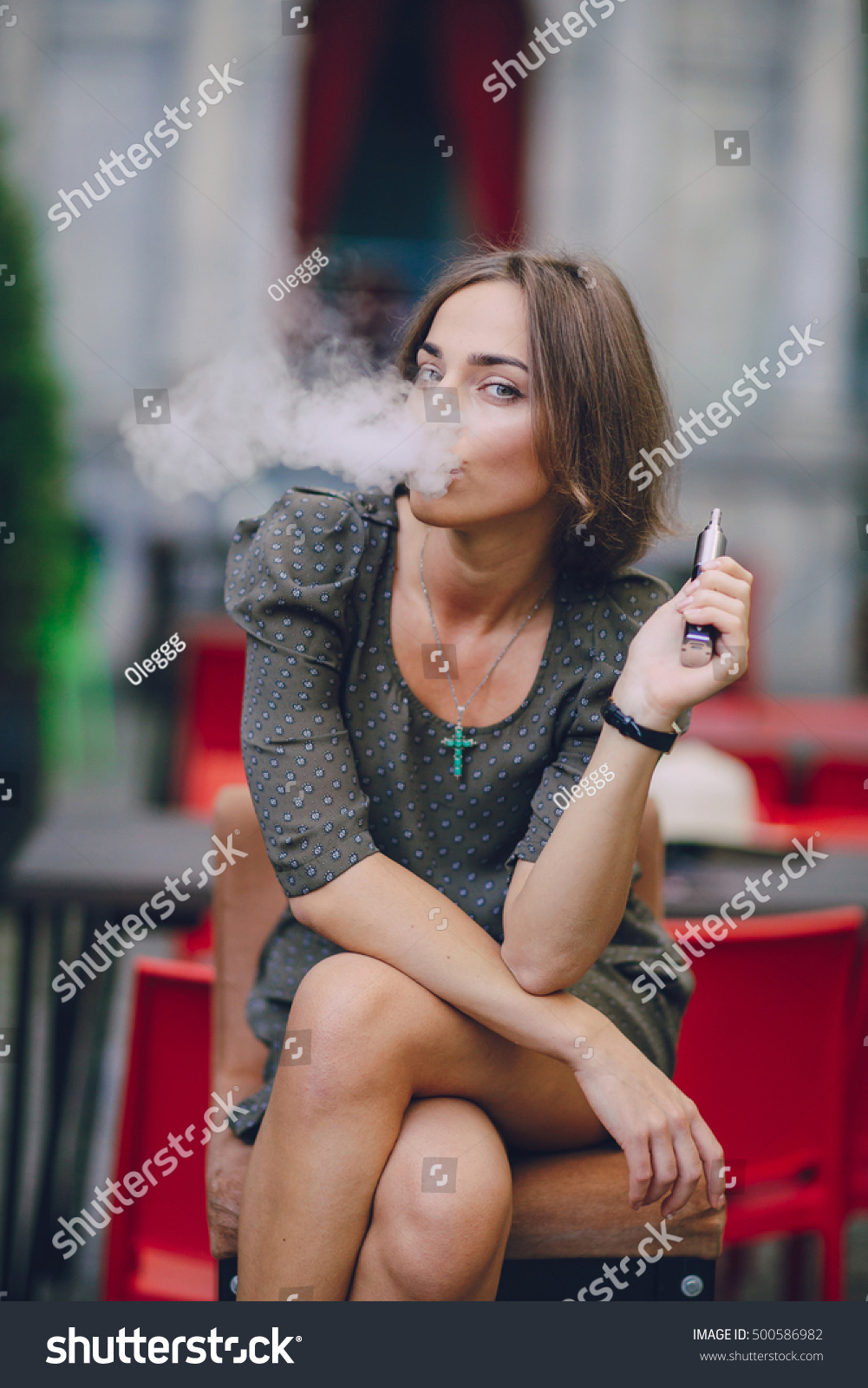 Brunette Smoking