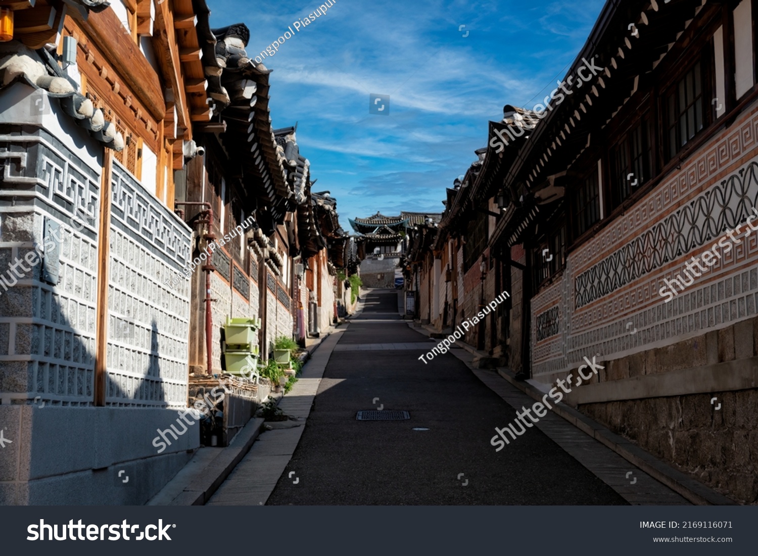 Beautiful Bukchon Hanok Traditional Village Seoul Stock Photo 