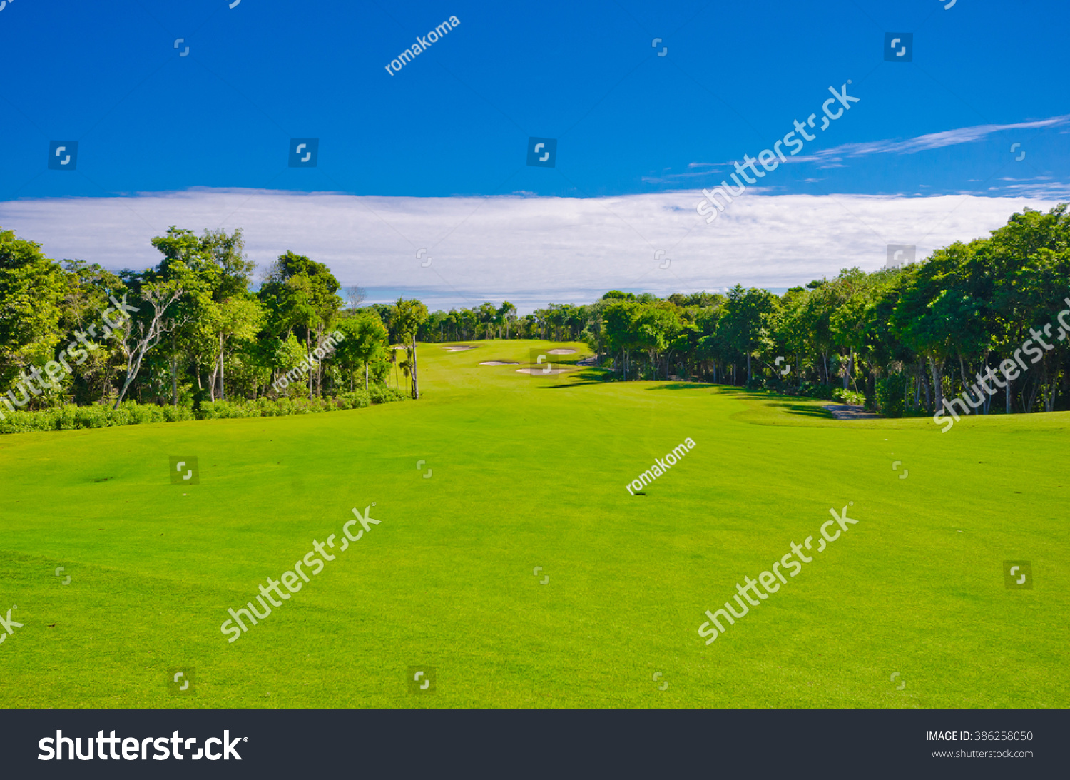 Beautiful Caribbean Tropical Golf Course Stock Photo 386258050 ...