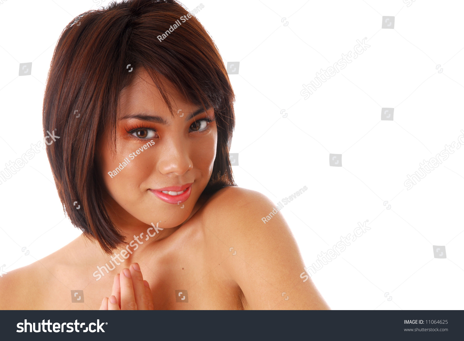 Beautiful Closeup Glamor Portrait Brunette Model Stock Photo 11064625