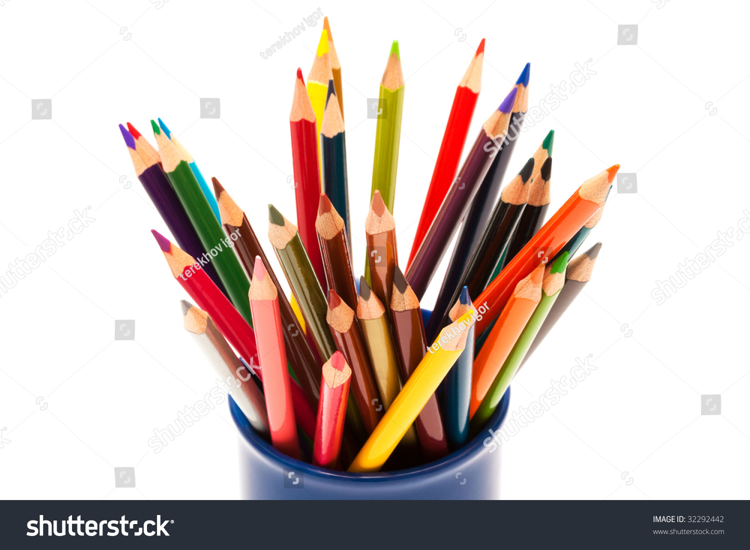 Beautiful Color Pencils On A White Background Stock Photo 32292442 ...