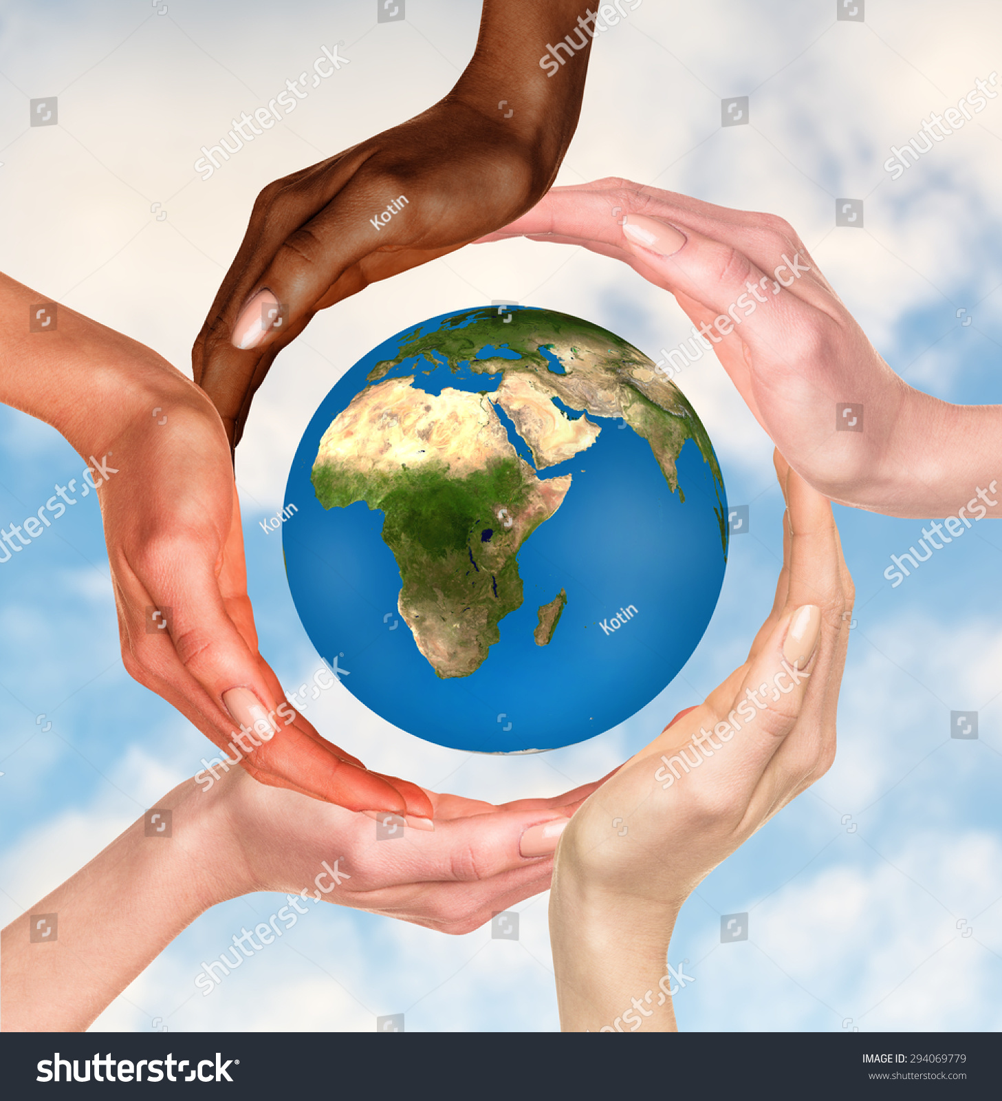 Beautiful Conceptual Symbol Of The Earth Globe With Multiracial Human ...