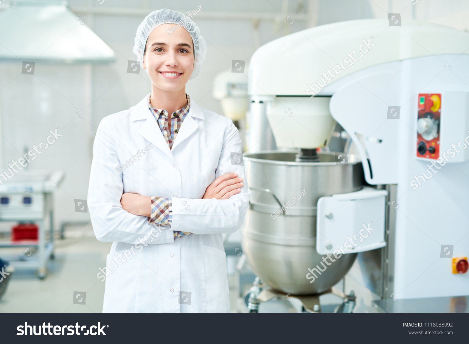 Beautiful Confectionery Factory Worker Standing White Stock Photo ...