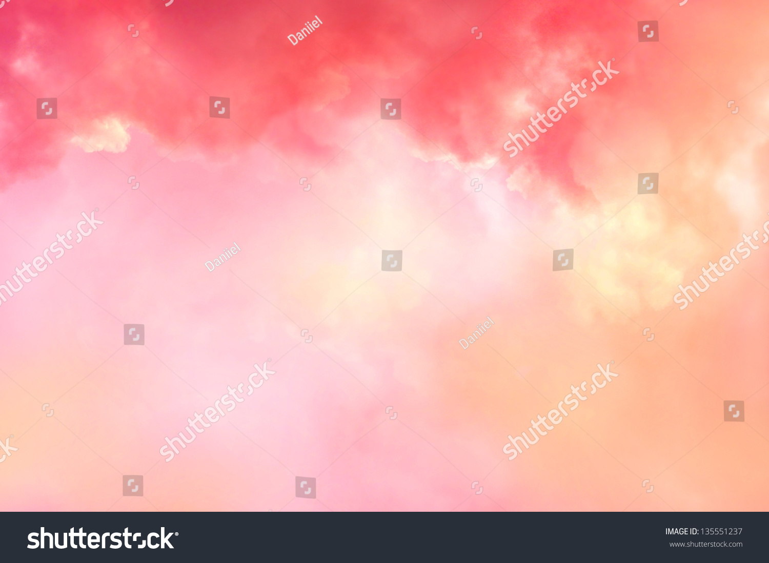 Beautiful Coral Sky With Pink And Red Clouds Stock Photo 135551237 ...