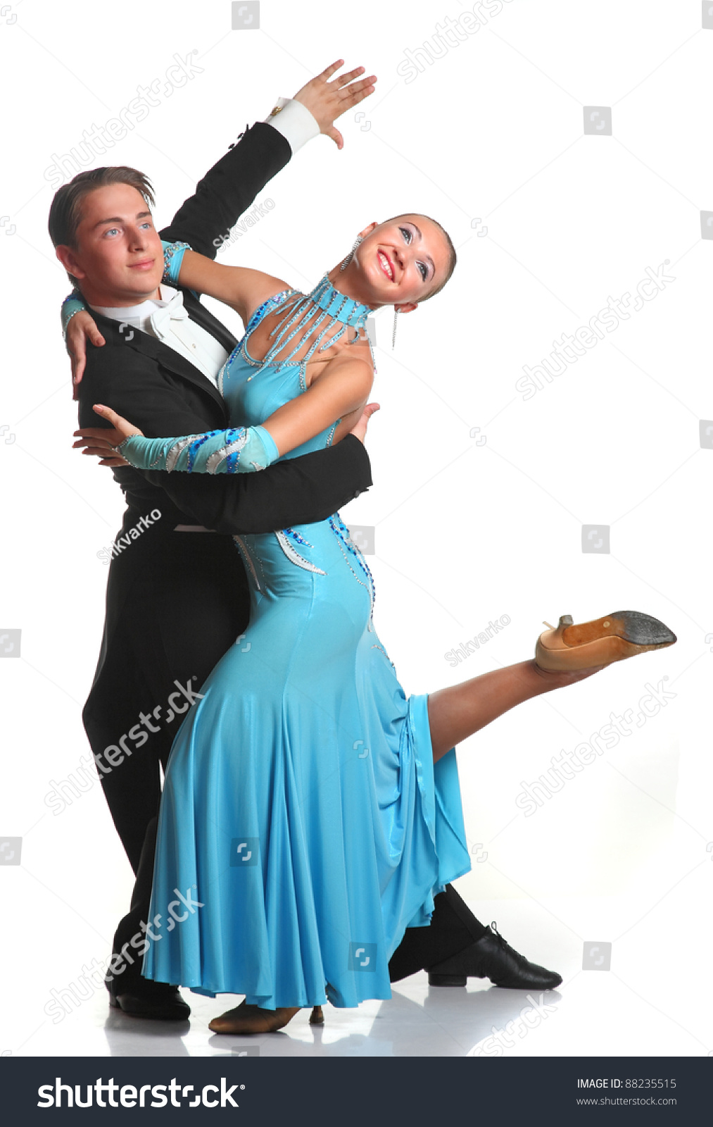Beautiful Couple In The Active Ballroom Dance Stock Photo 88235515 ...