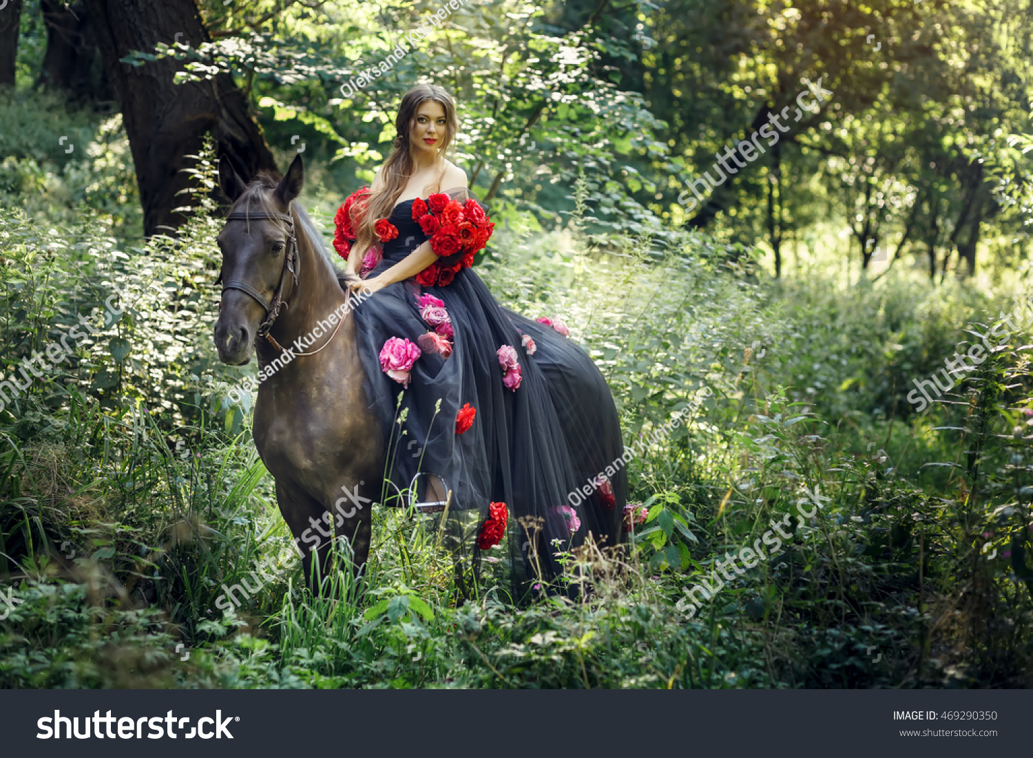 Beautiful Dark Haired Women Riding Brown Stock Photo 469290350 - Shutterstock-4675