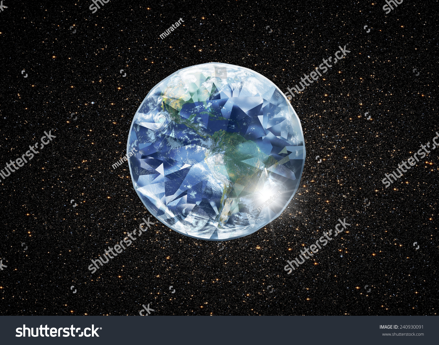 Beautiful Diamond With The Planet Earth 