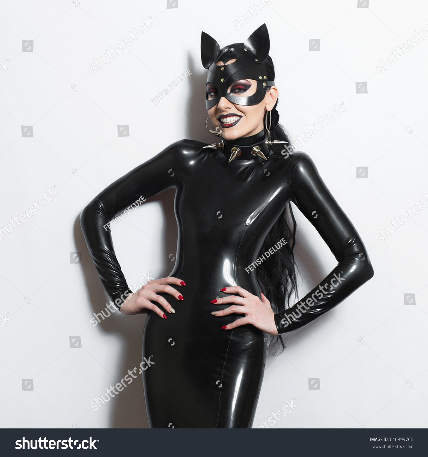 Rubber fetish garments Bdsm catwoman dom fem leather pvc